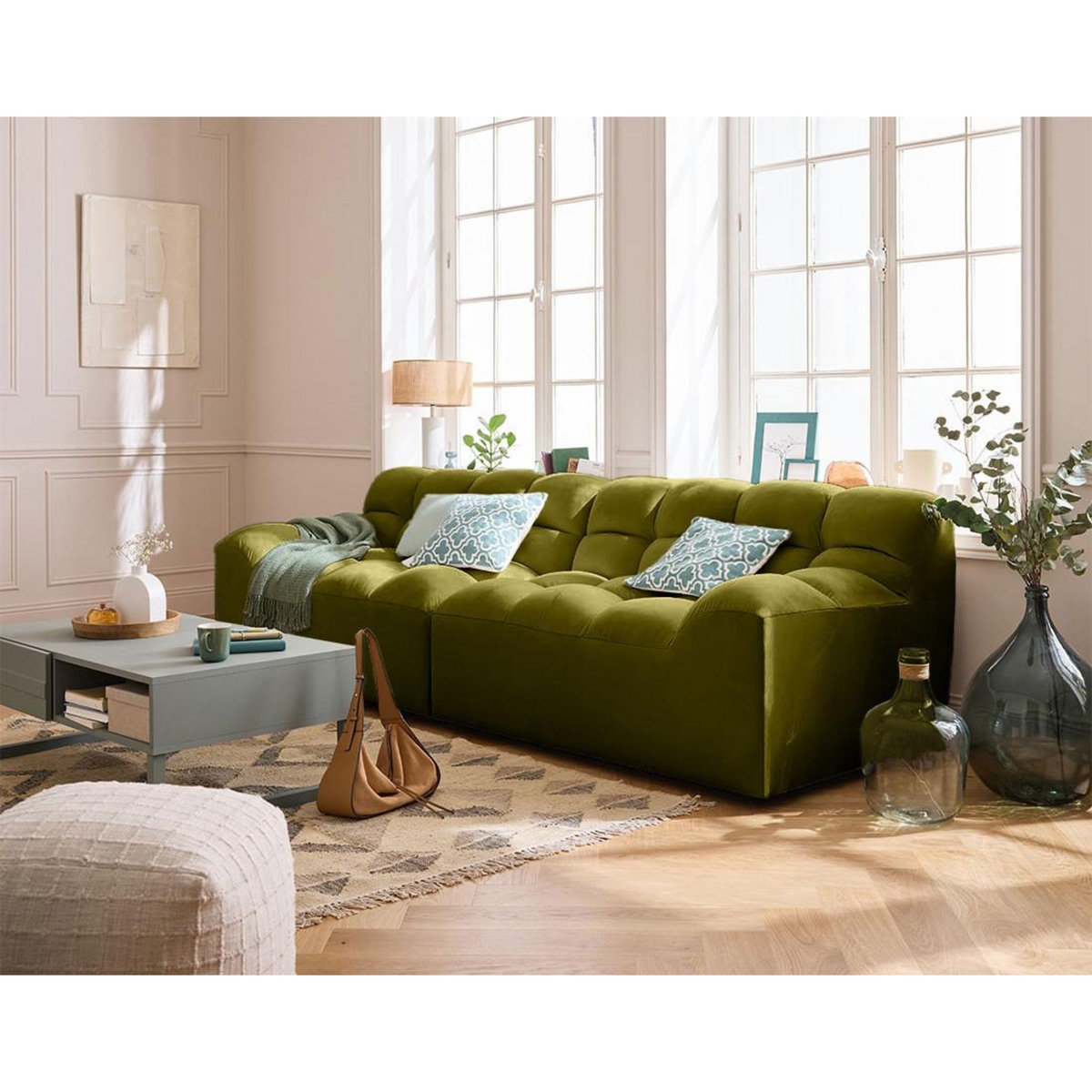 LISA DESIGN Napoli - canapé droit 4 places - en velours