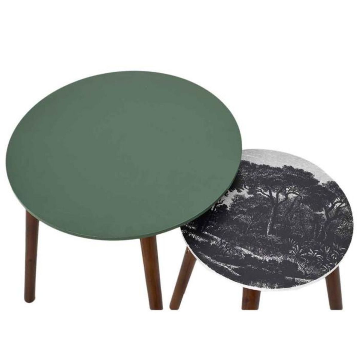 Paris Prix Lot de 2 Tables Gigognes  Admira  48cm Vert & Noir