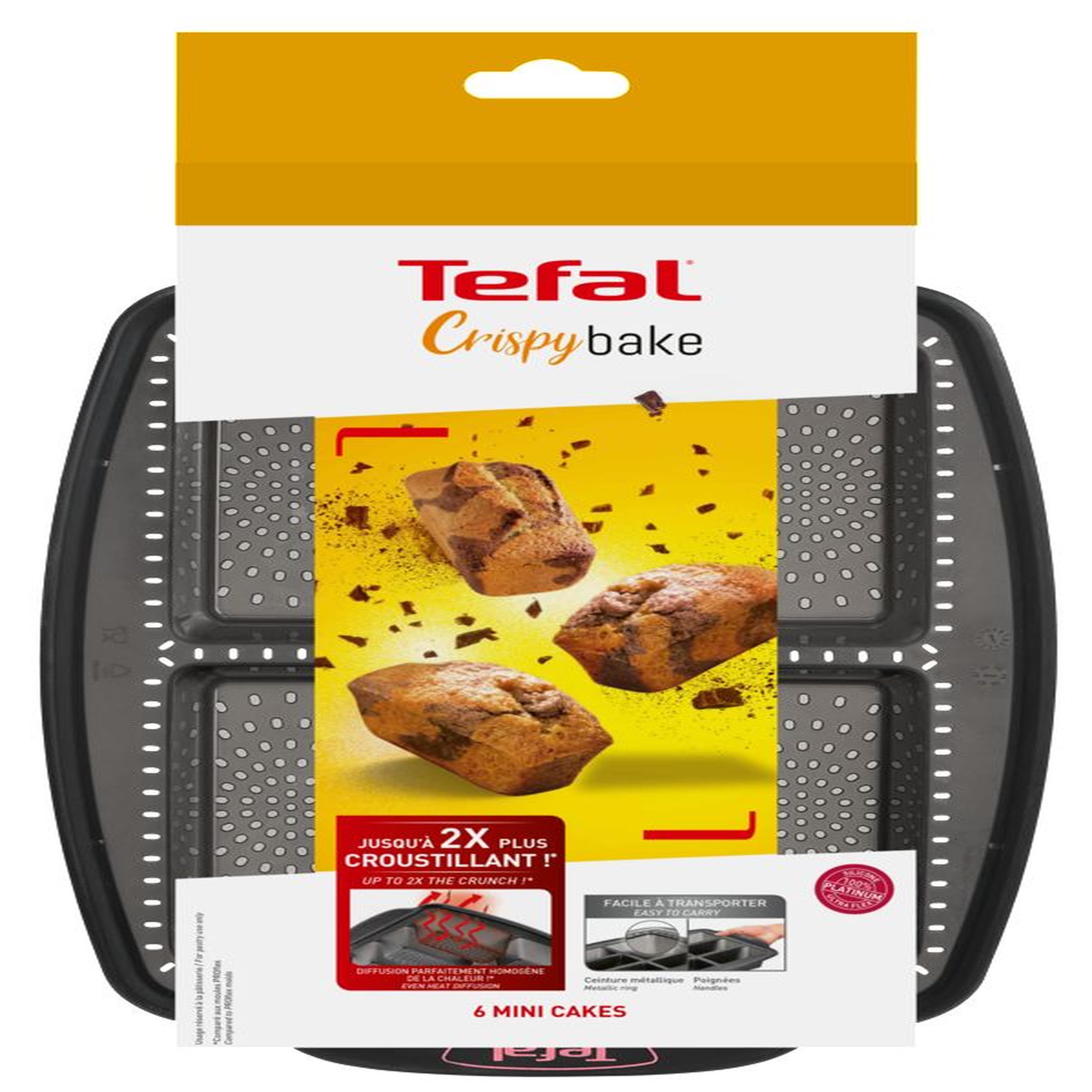 Voir la diapositive 3 : TEFAL Plaque 6 mini cakes CRISPYBAKE silicone