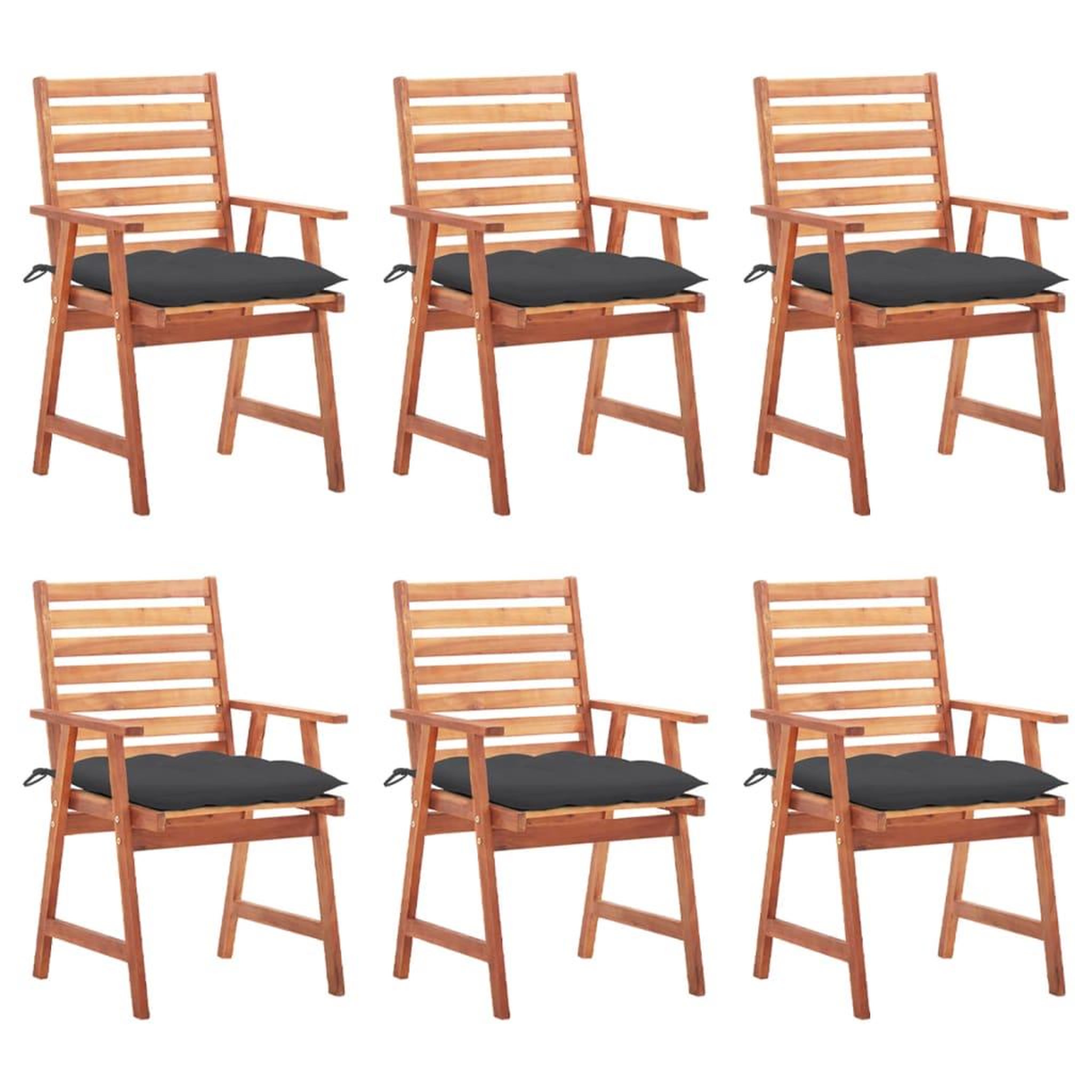 Voir la diapositive 1 : VIDAXL Chaises a manger d'exterieur lot de 6 et coussins Acacia massif