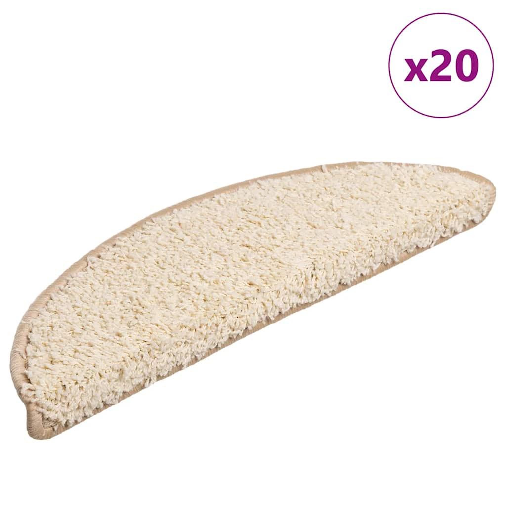 VIDAXL Tapis d'escalier 20 pcs creme 56x17x3 cm