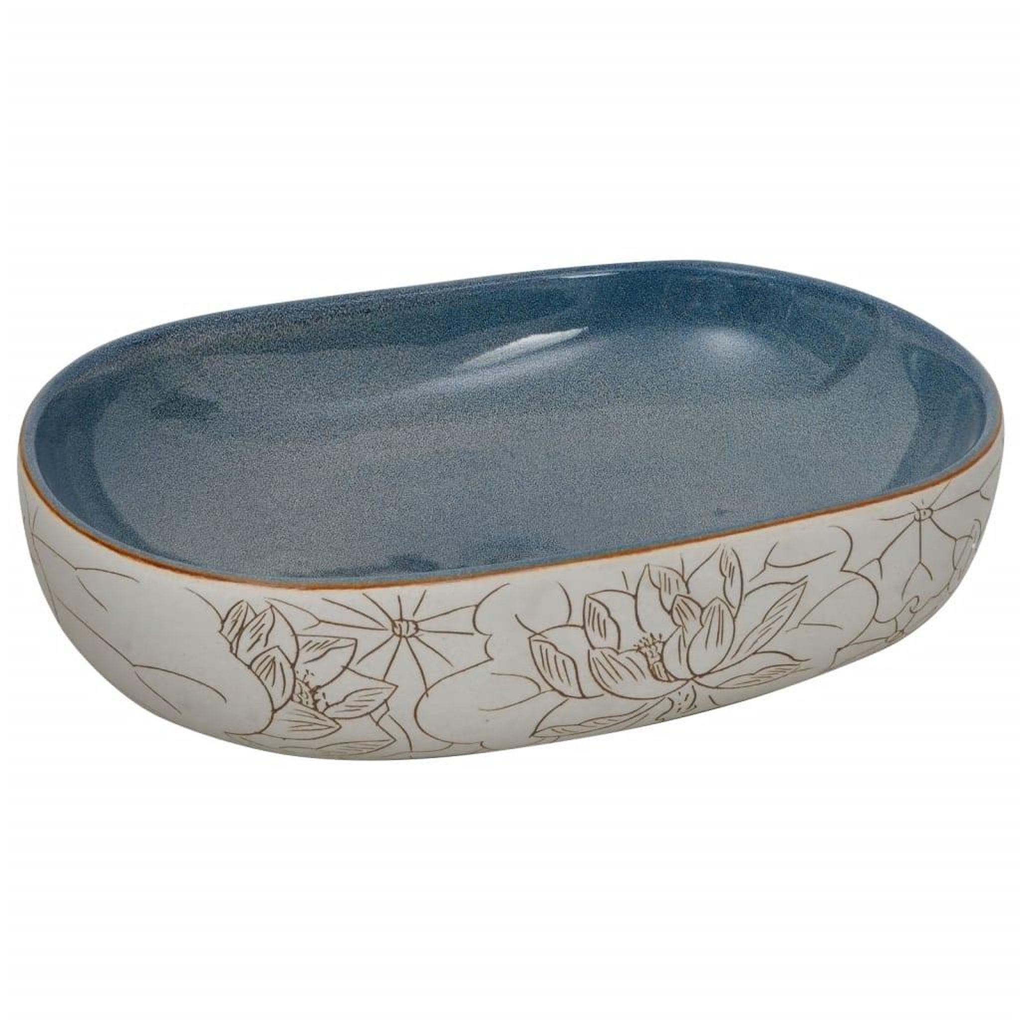 Voir la diapositive 2 : VIDAXL Vasque a poser sable et bleu ovale 59x40x14 cm ceramique