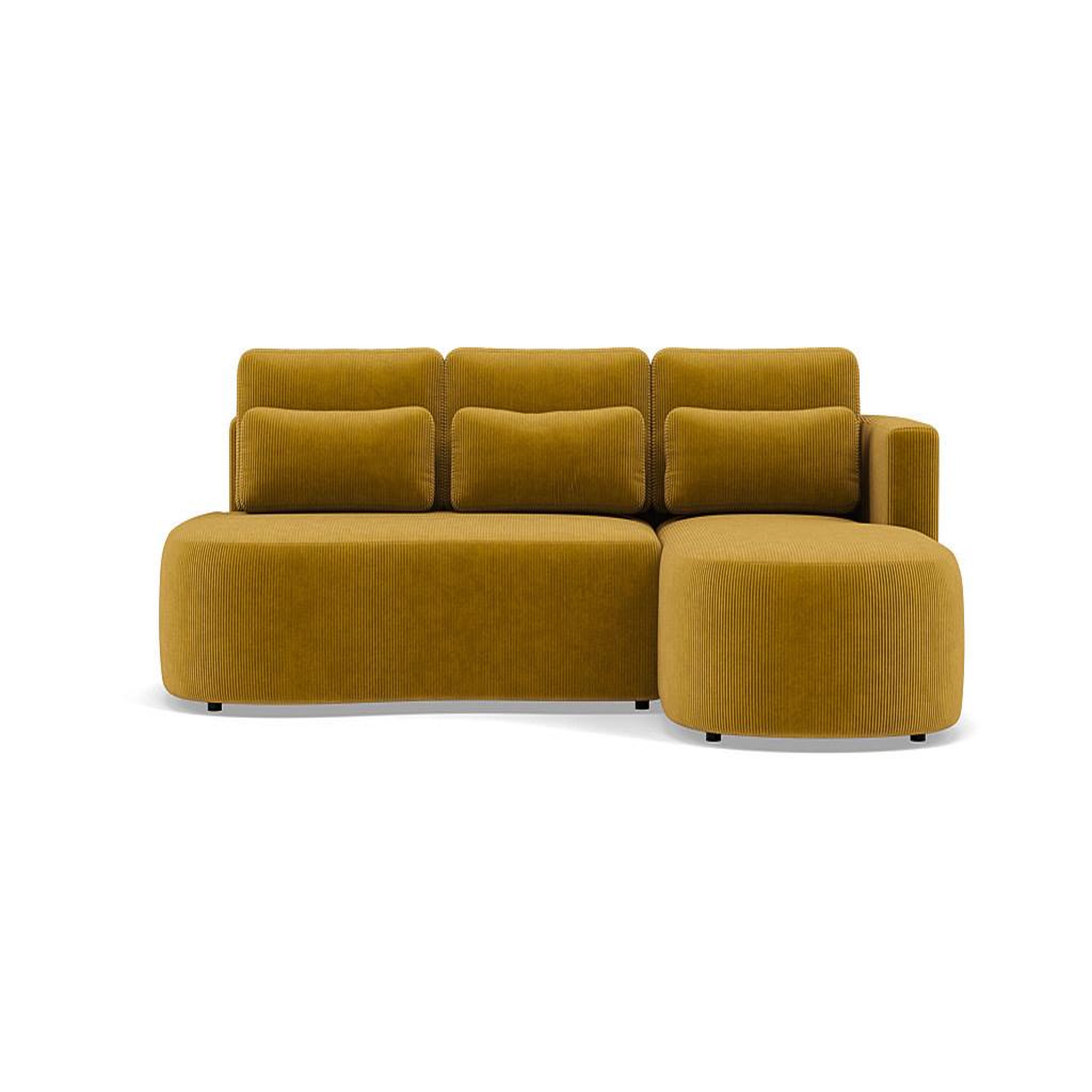 Voir la diapositive 1 : BEST MOBILIER Mahina - canapé d'angle droit 4 places convertible avec coffre en velours côtelé