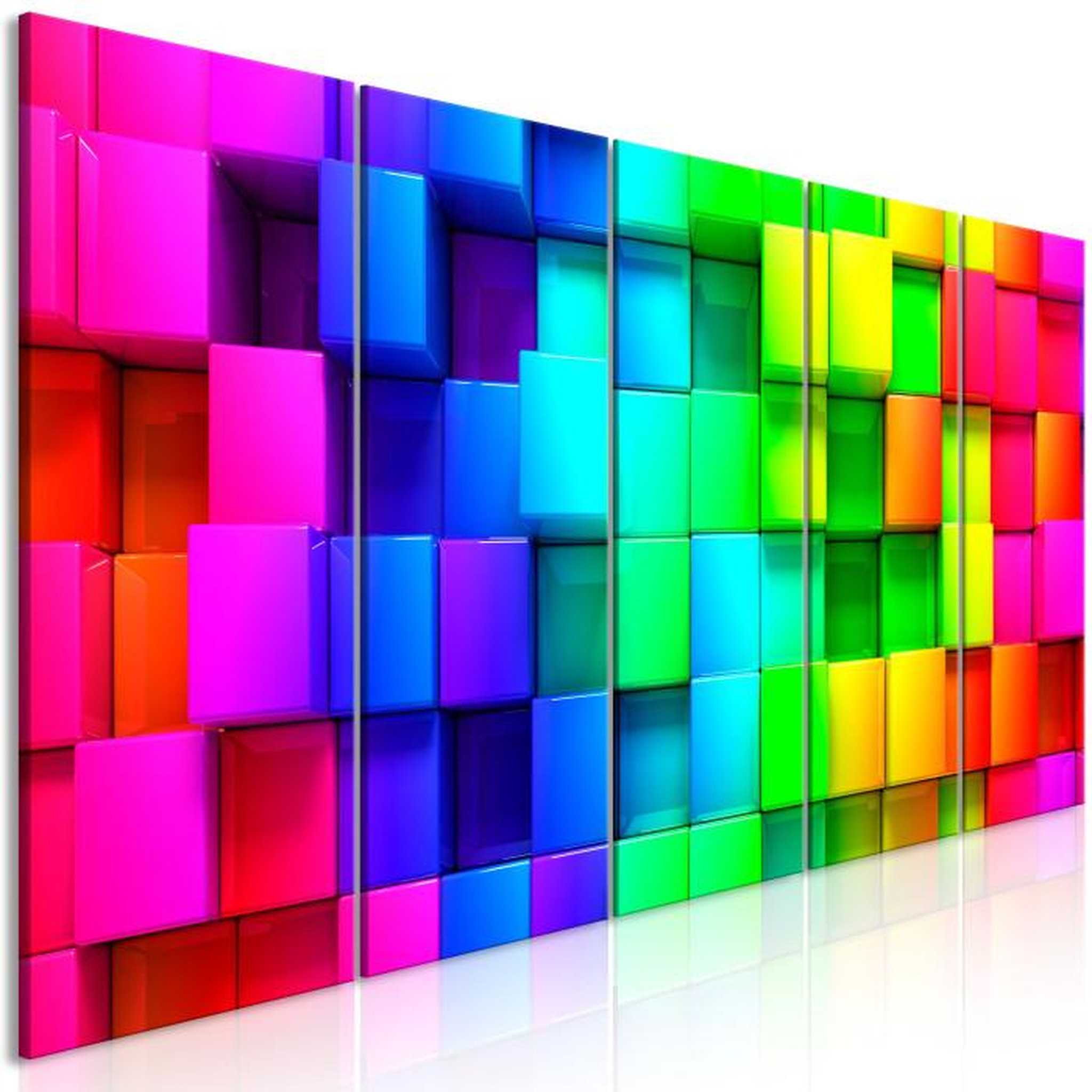 Paris Prix Tableau Imprimé 5 Panneaux  Colourful Cubes Narrow. Coloris disponibles : Multicolore