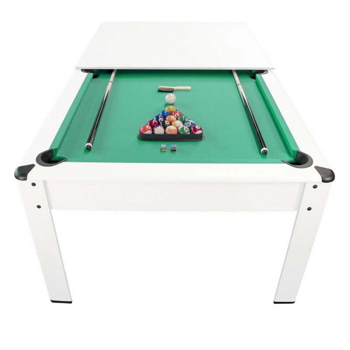 PLAY4FUN Billard Américain HARMONY 6Ft - 206,5 x 116,5 x 80 cm avec accessoires et plateau dînatoire - Couleur Ivoire