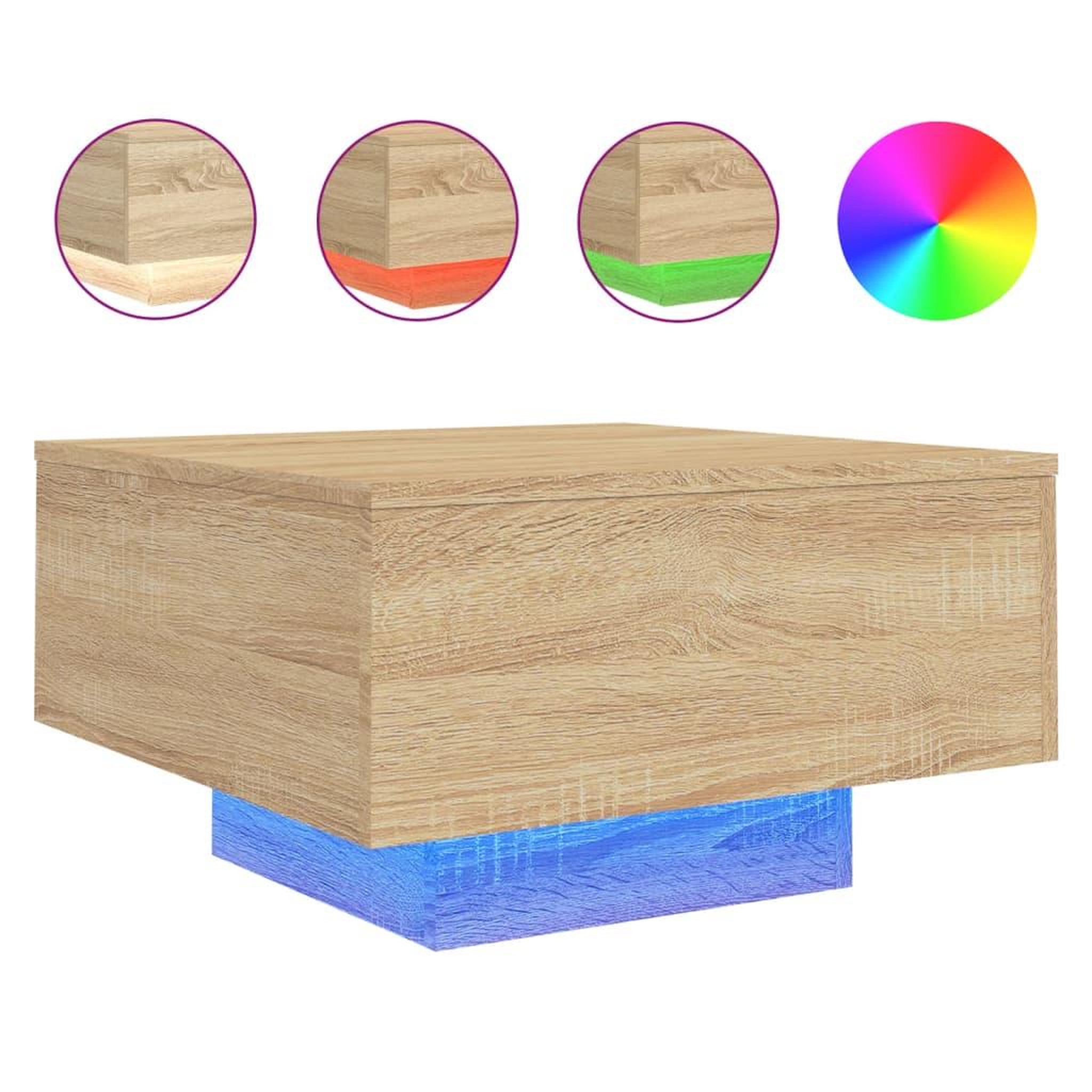 Voir la diapositive 2 : VIDAXL Table basse avec lumieres LED chene sonoma 55x55x31 cm