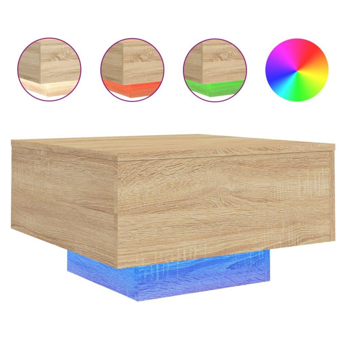 VIDAXL Table basse avec lumieres LED chene sonoma 55x55x31 cm