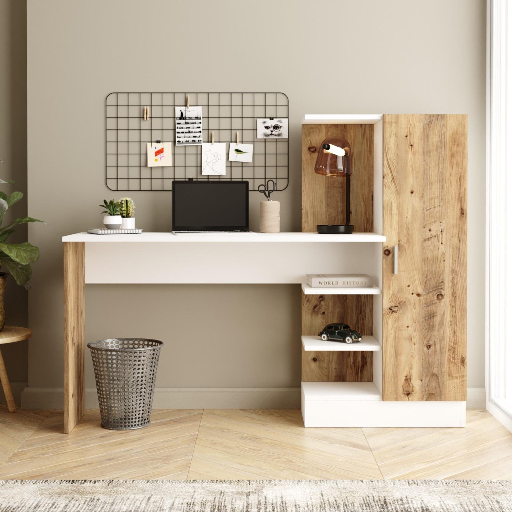 Voir la diapositive 3 : Habitat et Jardin Bureau en bois  ct2  - 152 x 40 x 120 cm - pin atlantique blanc