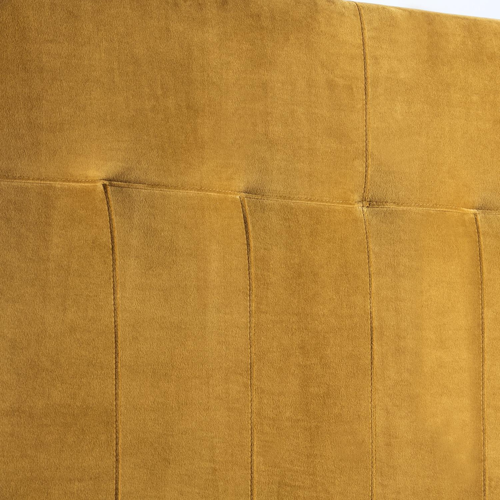 Voir la diapositive 4 : MARCKONFORT Tête de lit tapissée Napoles 160x100 cm Moutarde, Velours, Pieds en Bois