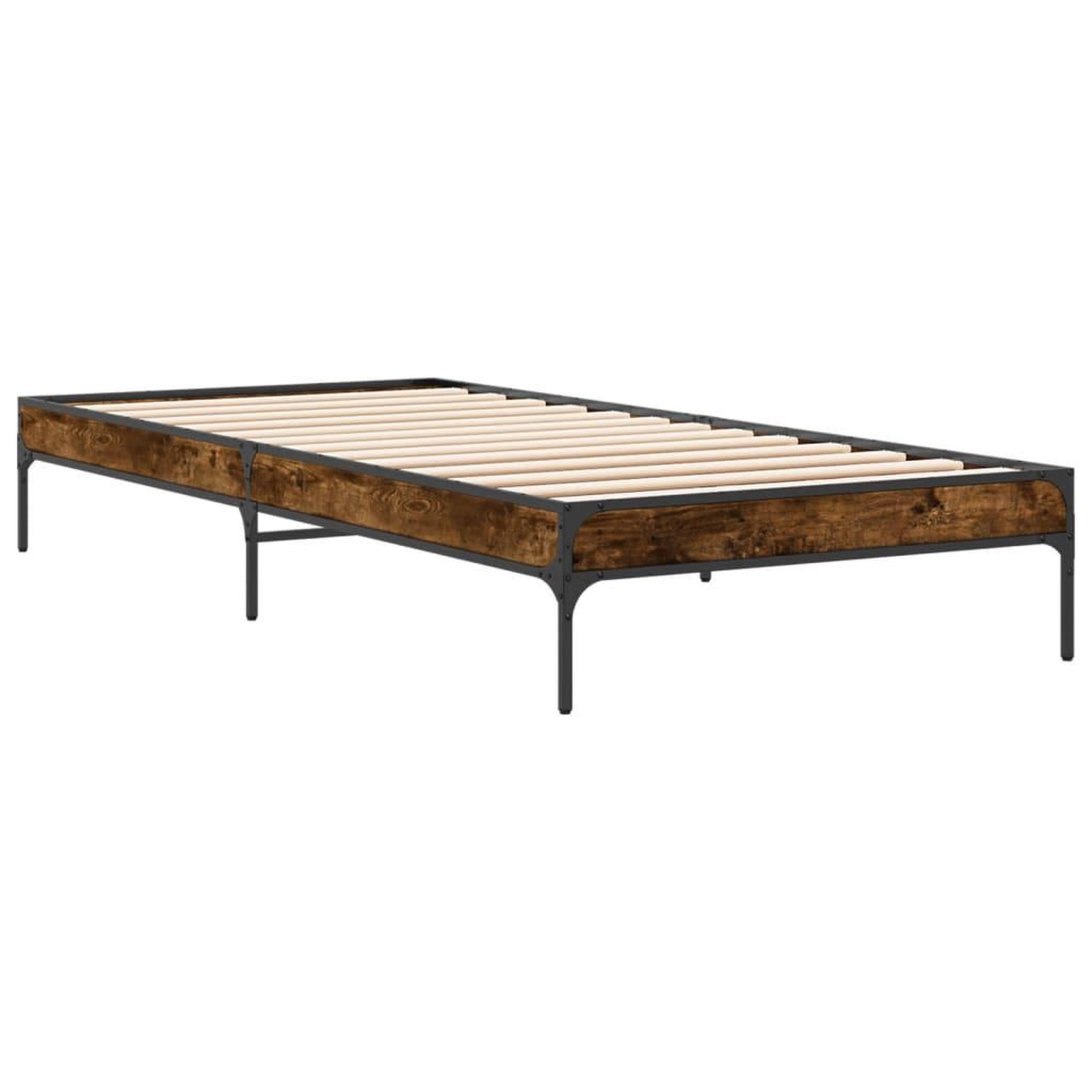Voir la diapositive 3 : VIDAXL Cadre de lit sans matelas chene fume 90x190 cm