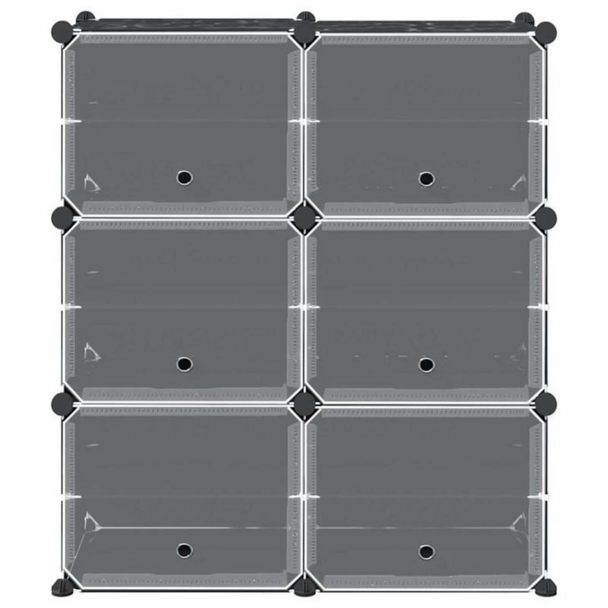 VIDAXL Cubes de rangement 6 pcs avec portes noir PP
