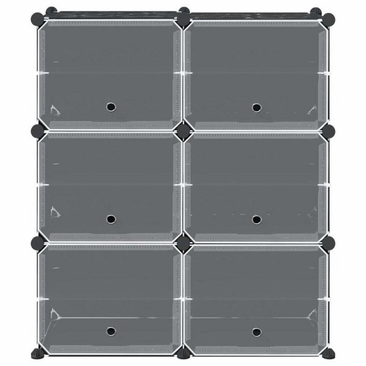 VIDAXL Cubes de rangement 6 pcs avec portes noir PP