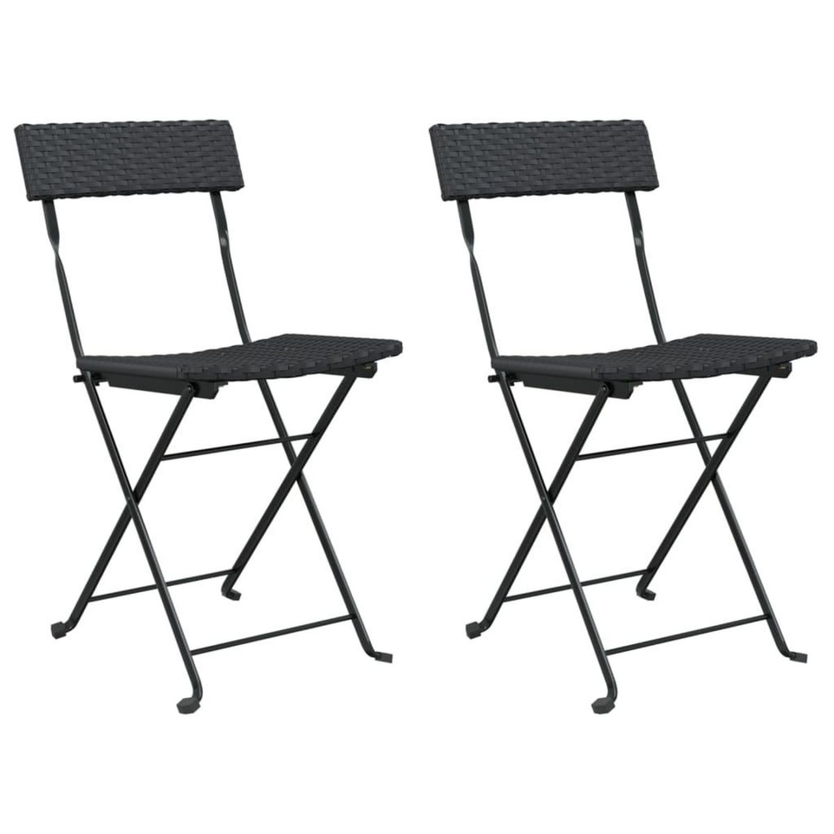 VIDAXL Chaises de bistrot pliantes lot de 2 Noir Resine tressee acier