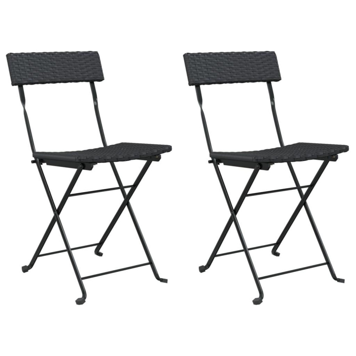 VIDAXL Chaises de bistrot pliantes lot de 2 Noir Resine tressee acier
