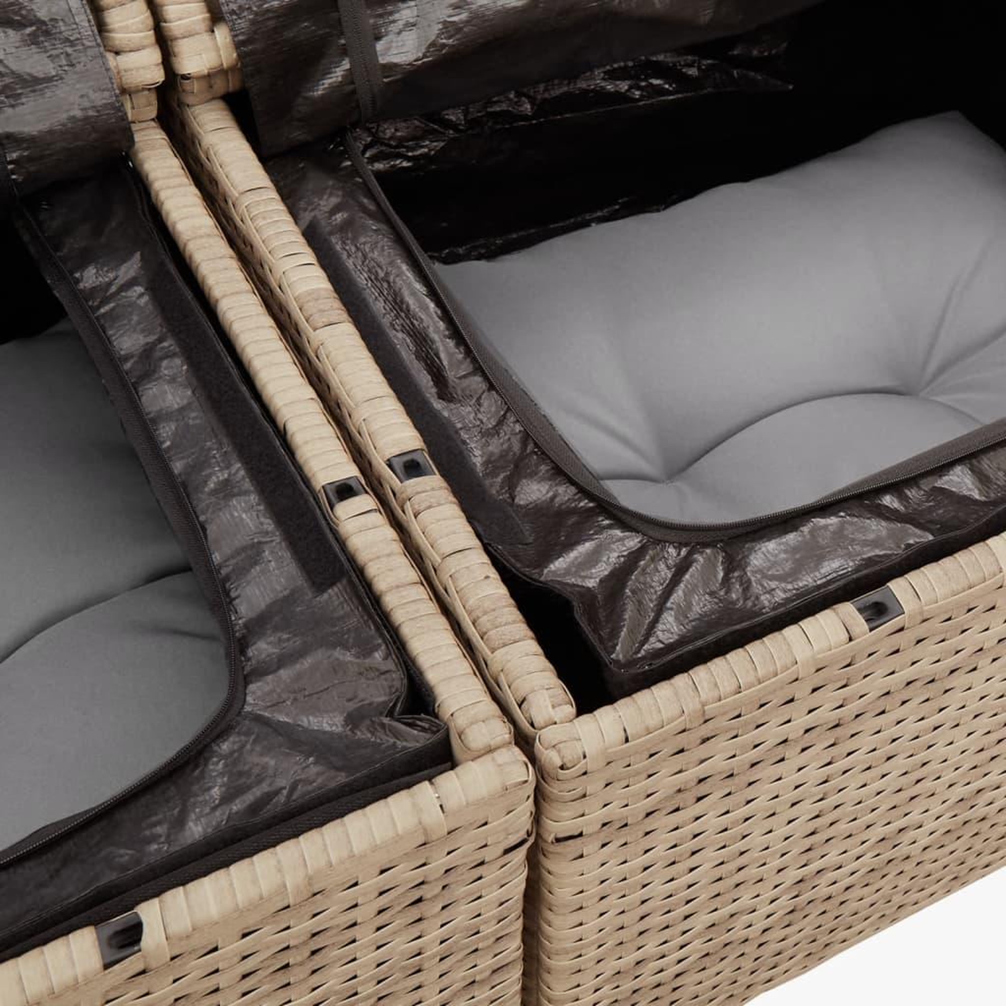 Voir la diapositive 5 : VIDAXL Salon de jardin et coussins 11 pcs melange beige resine tressee