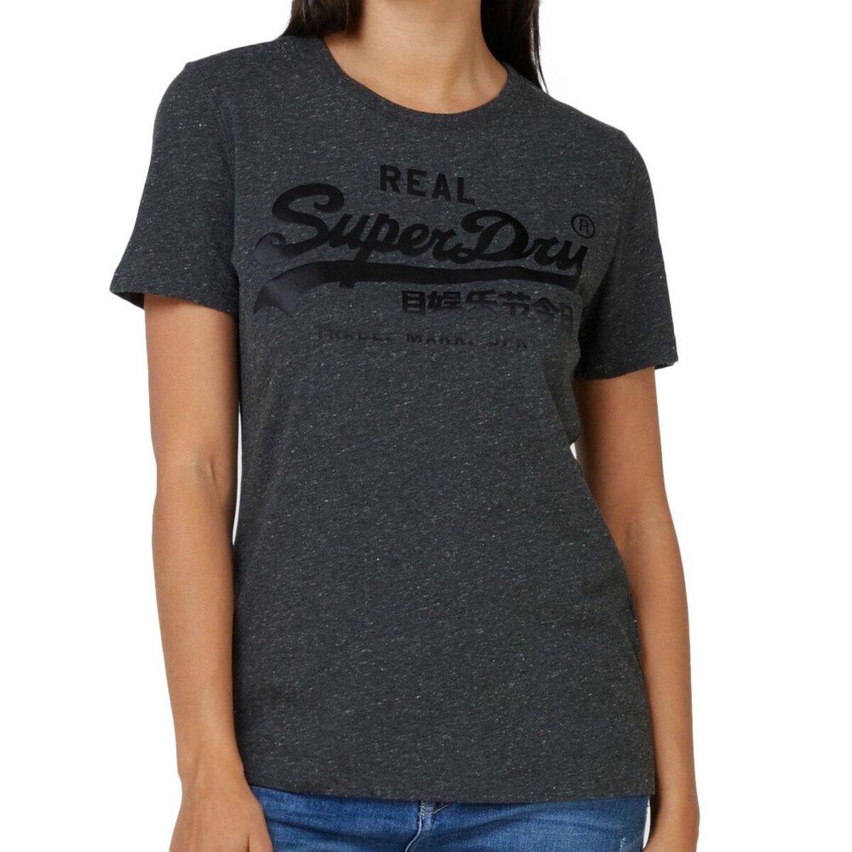 SUPERDRY T-shirt Gris Femme Superdry Tonal Satin