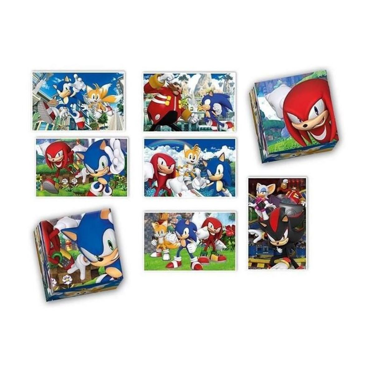 CLEMENTONI Clementoni - Edukit - Sonic - Coffret apprentissage 4 en 1 - 2 puzzles, 1 mémo, 1 jeu de 6 cubes - Fabriqué en Italie -Dés 4a