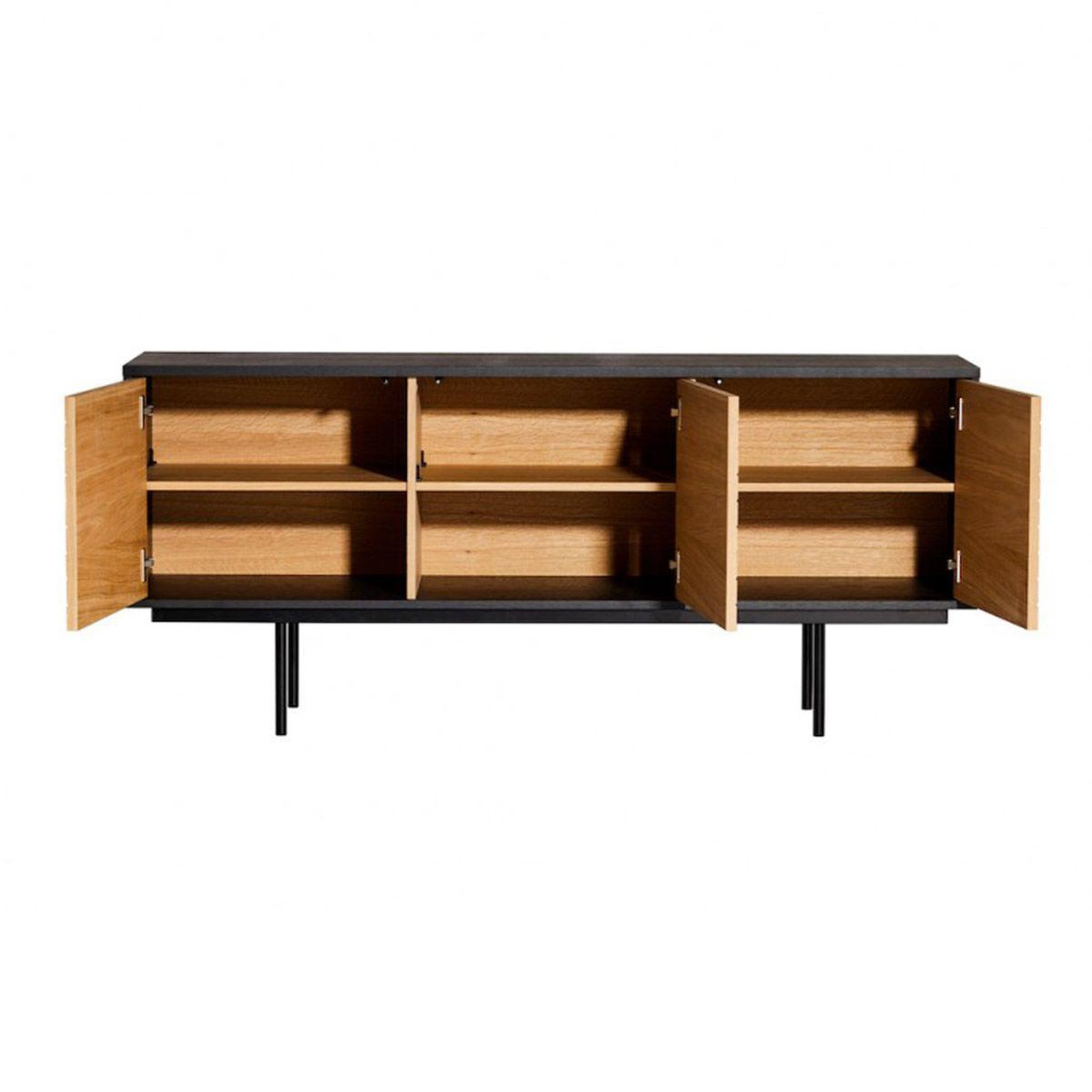 Voir la diapositive 6 : Paris Prix Buffet 4 portes & 2 niveaux  stripe  161cm chêne & noir
