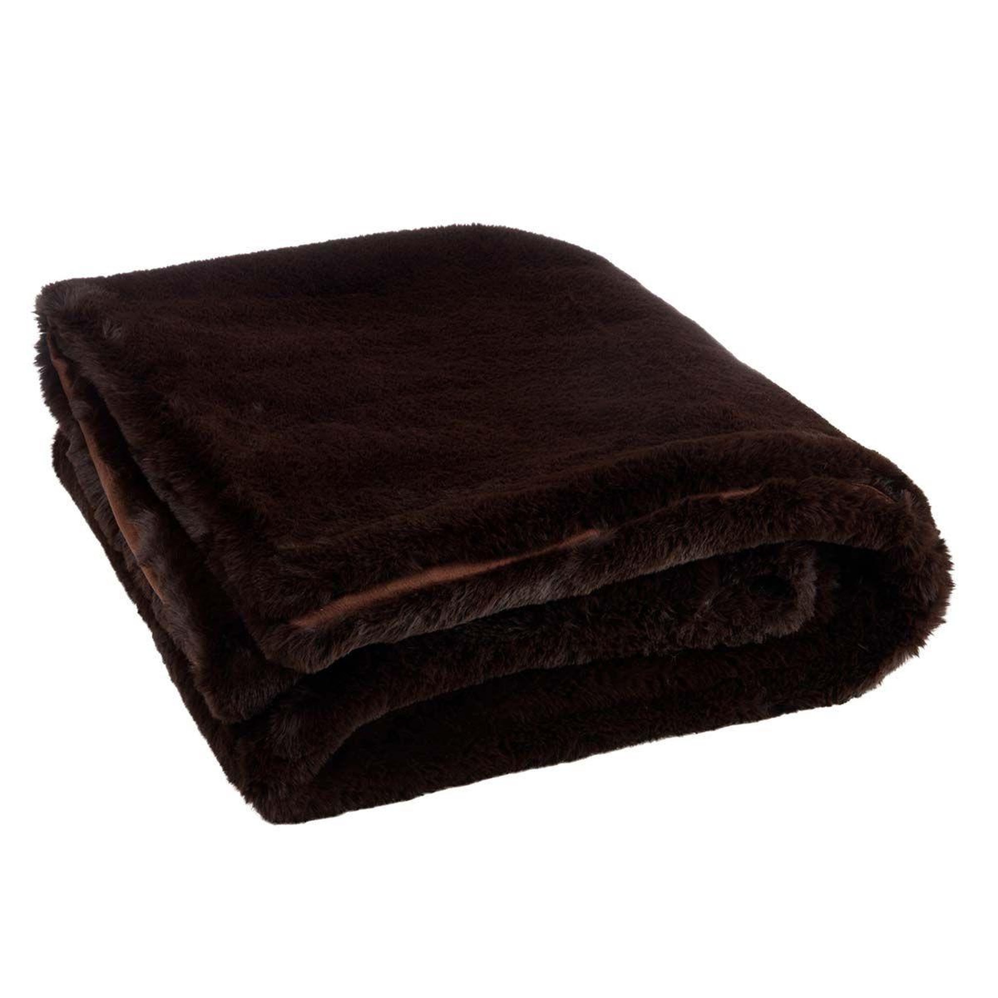 J-LINE Plaid imitation fourrure  cutie  130x180cm marron foncé