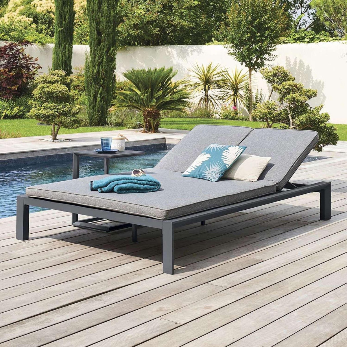HESPERIDE Lit de piscine double Evasion en aluminium