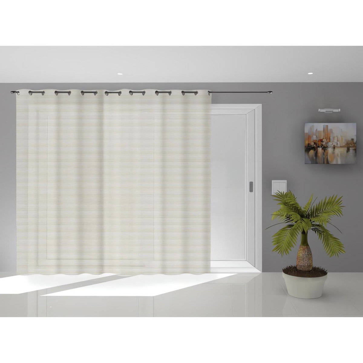 SOLEIL D'OCRE Voile à oeillets baie vitrée 280X250 cm LINA, par Soleil d'Ocre