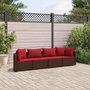 Voir la diapositive 1 : VIDAXL Salon de jardin 4 pcs avec coussins marron resine tressee