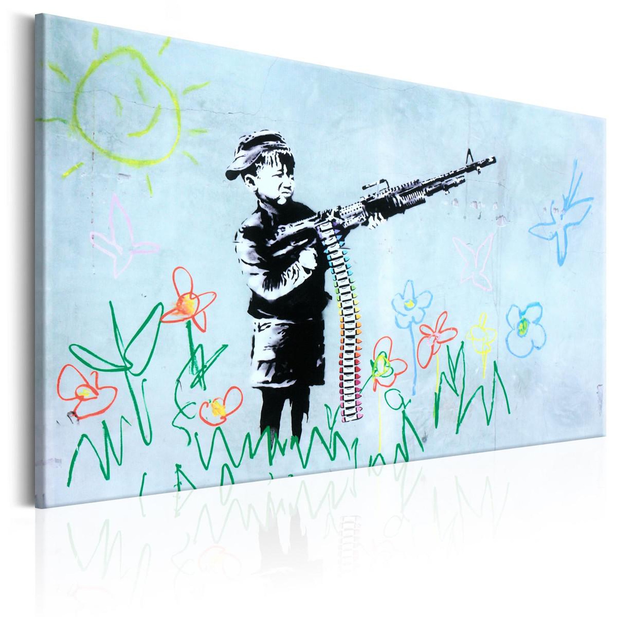 Paris Prix Tableau imprimé  boy with gun - banksy. Coloris disponibles : Multicolore