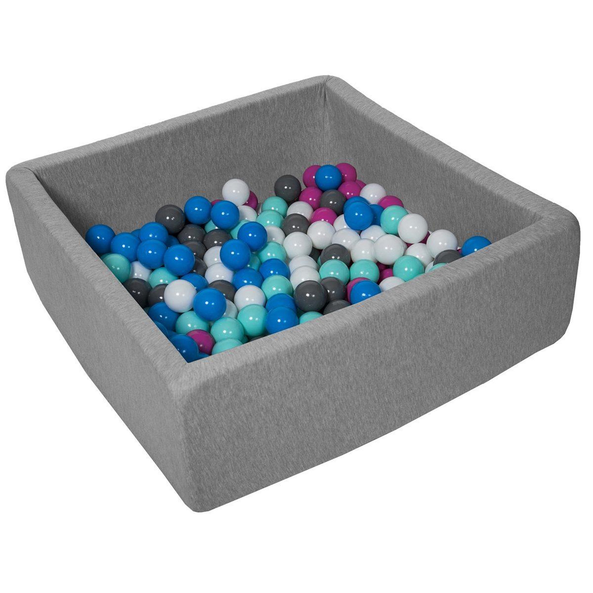 VELINDA Piscine à balles pour enfant, 90x90 cm, aire de jeu + 150 balles blanc, bleu, rose, gris, turquoise