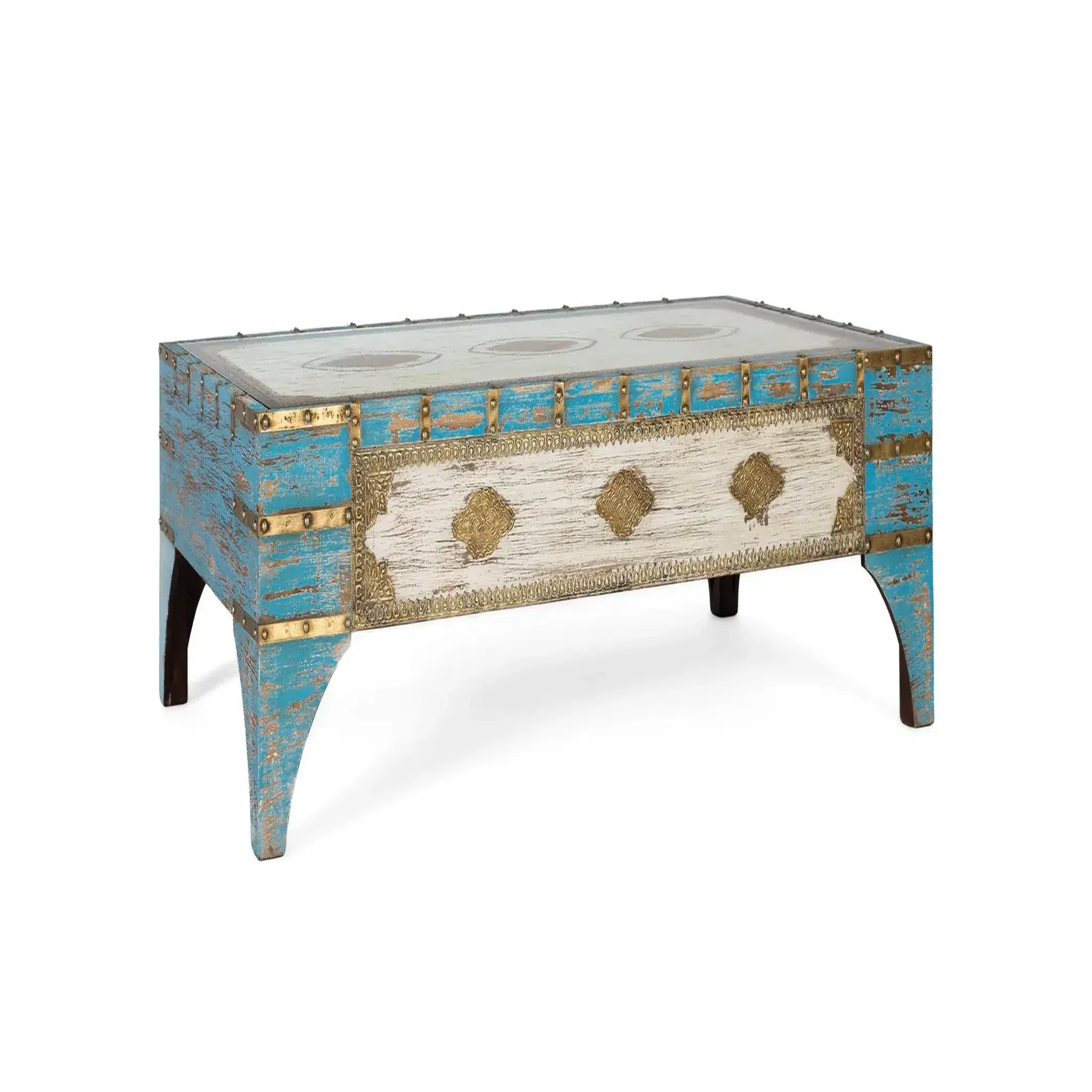 Voir la diapositive 2 : GINER Y COLOMER SL Table basse en bois de manguier 150 cm style ethnique vintage