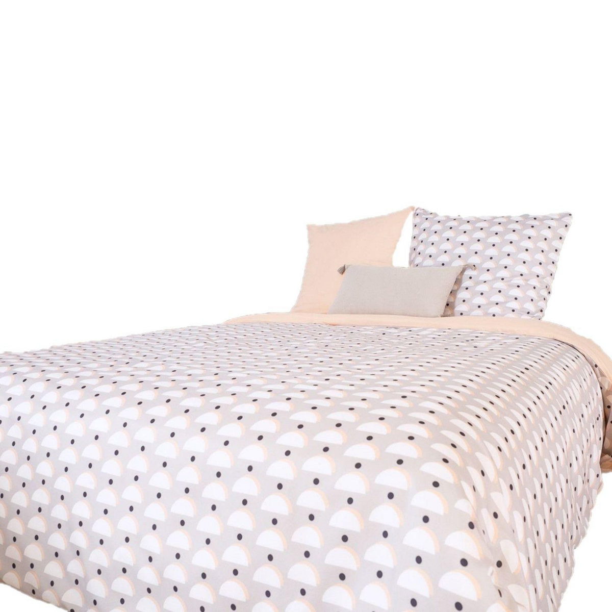 COTE DECO Parure de lit Aliso - Microfibre 72 g/m² - 220 x 240 cm - Gris