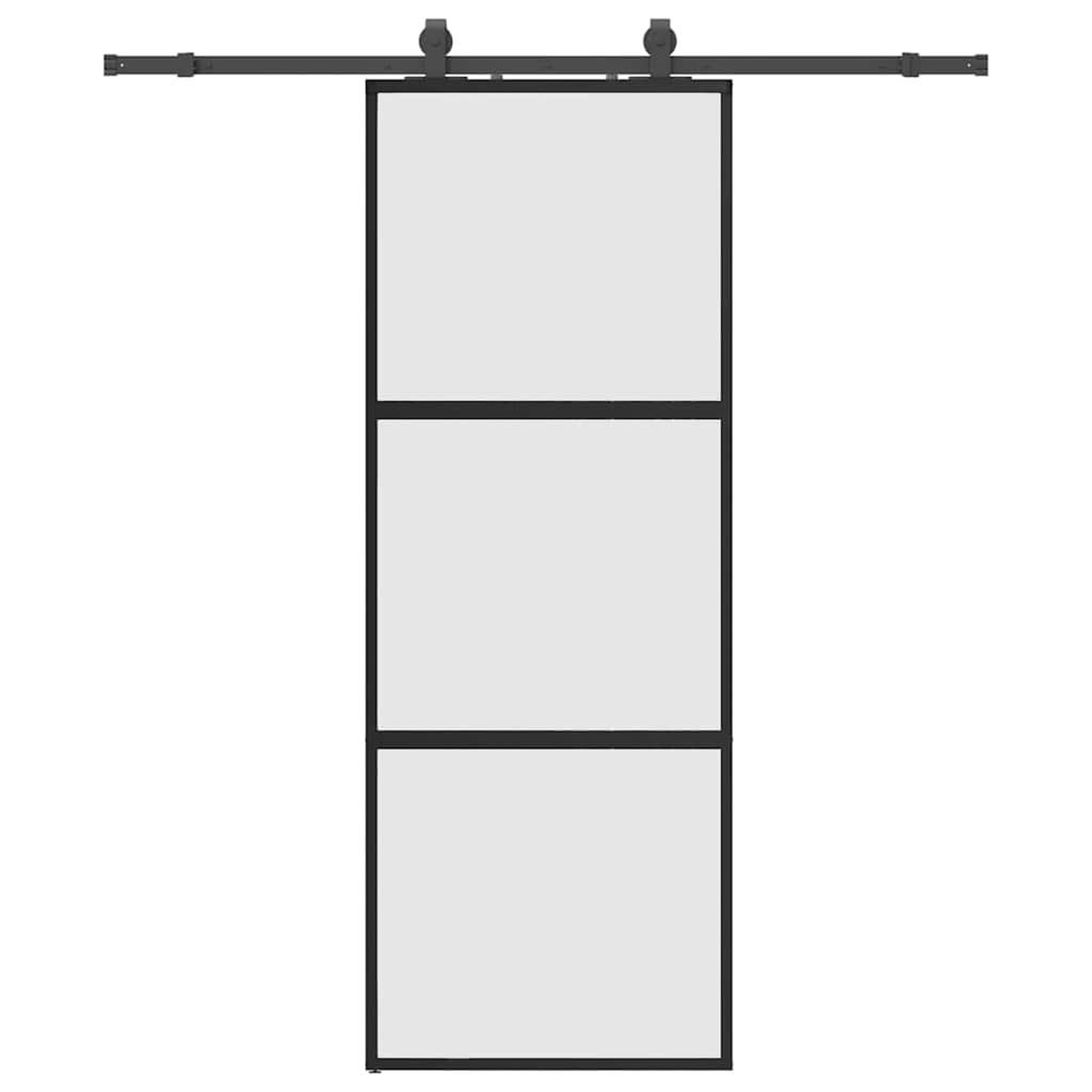 Voir la diapositive 2 : VIDAXL Porte coulissante kit quincaillerie noir 76x205 cm verre trempe