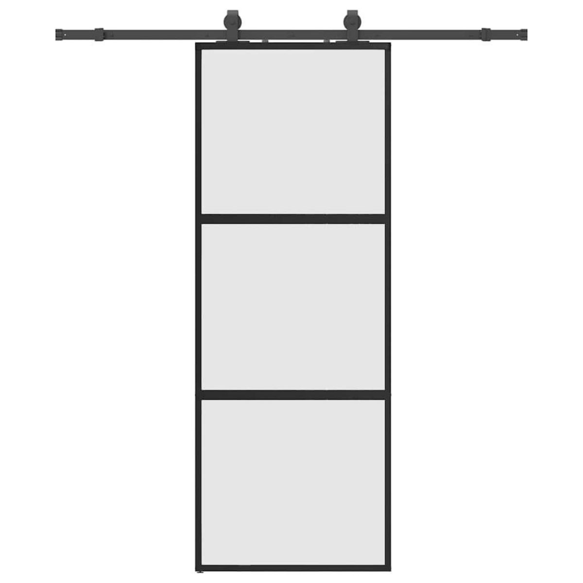 VIDAXL Porte coulissante kit quincaillerie noir 76x205 cm verre trempe