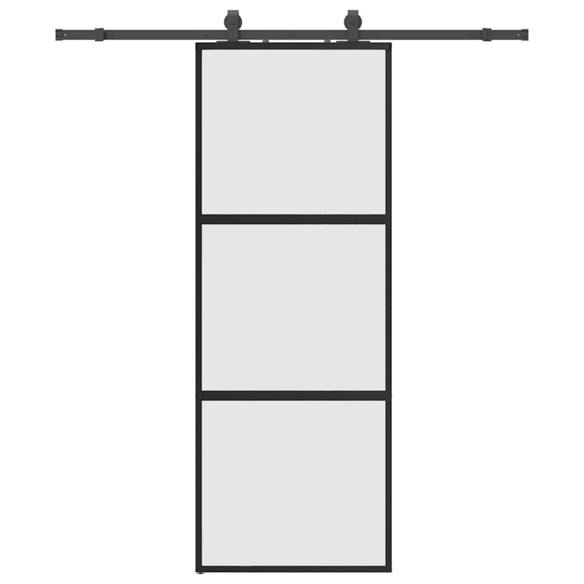 VIDAXL Porte coulissante kit quincaillerie noir 76x205 cm verre trempe