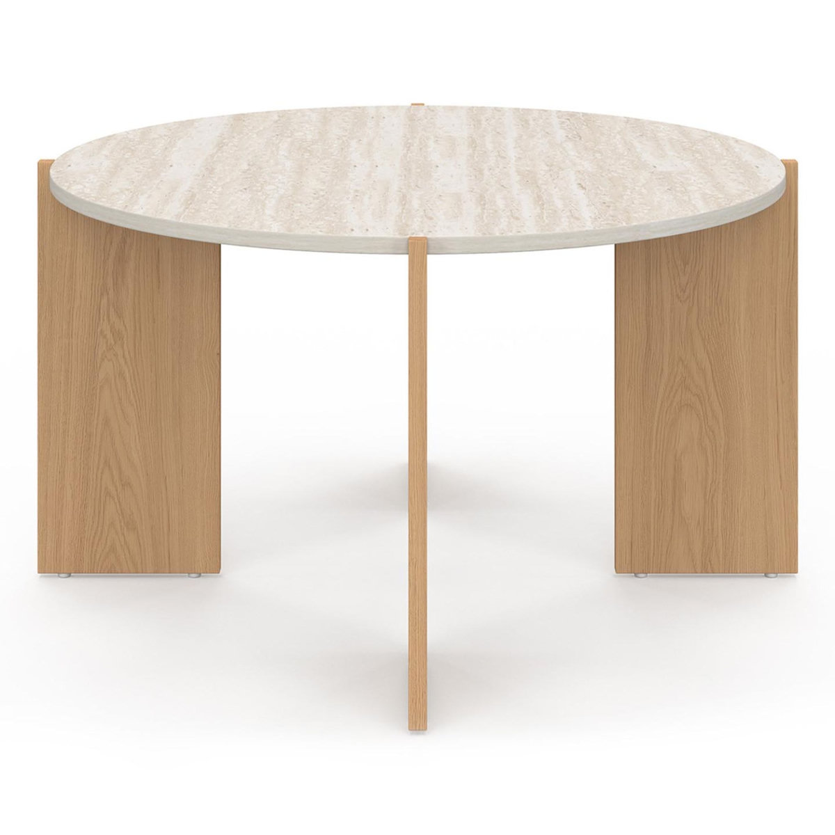 ID MARKET Table basse ronde ARMONIA 73 cm effet travertin