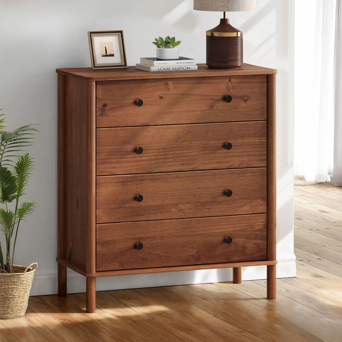 IDIMEX Commode APOANA 4 tiroirs en bois massif