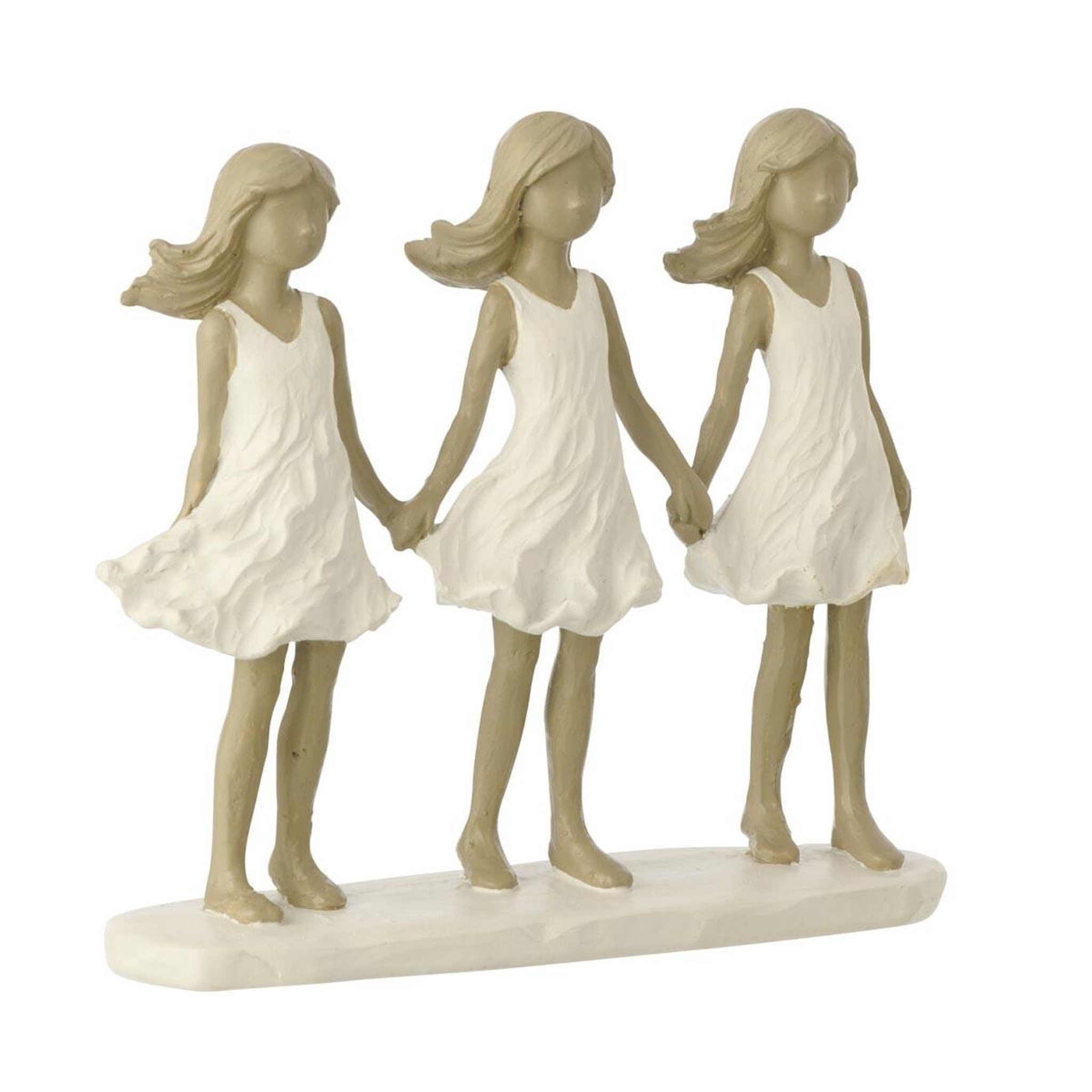 J-LINE Statuette déco 3 sœurs  complices  18cm blanc