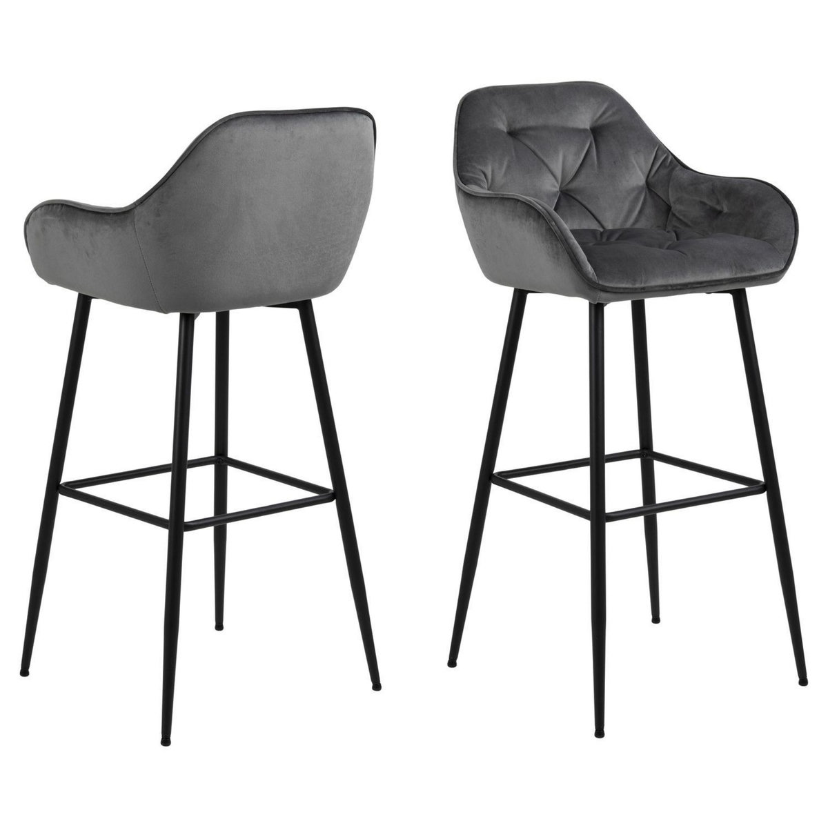 TOILINUX Lot de 2 Tabourets de bar Florie en tissu et métal