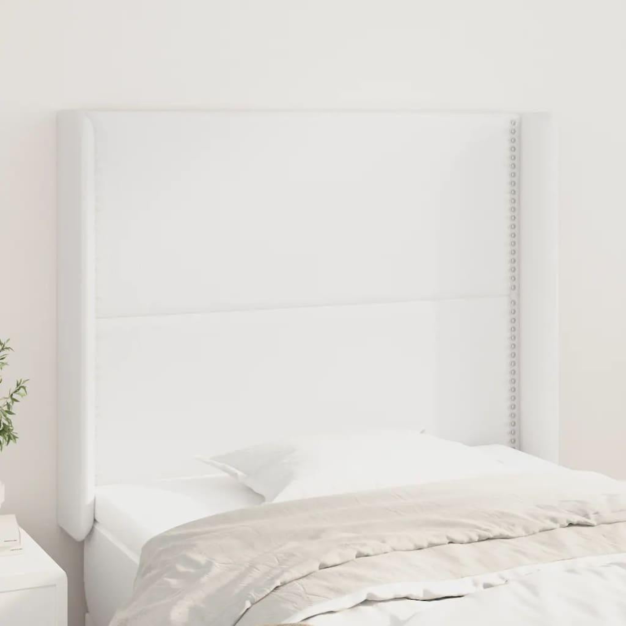 Voir la diapositive 1 : VIDAXL Tete de lit avec oreilles Blanc 103x16x118/128 cm Similicuir