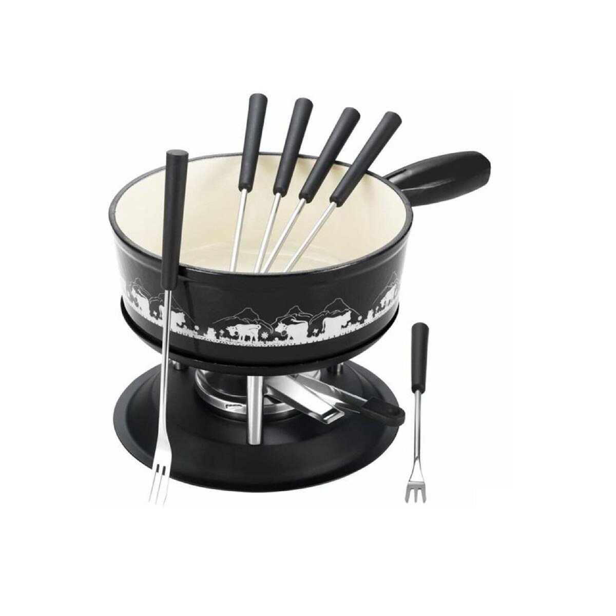 Table&cook Service à fondue 6 fourchettes noir/blanc - 404350