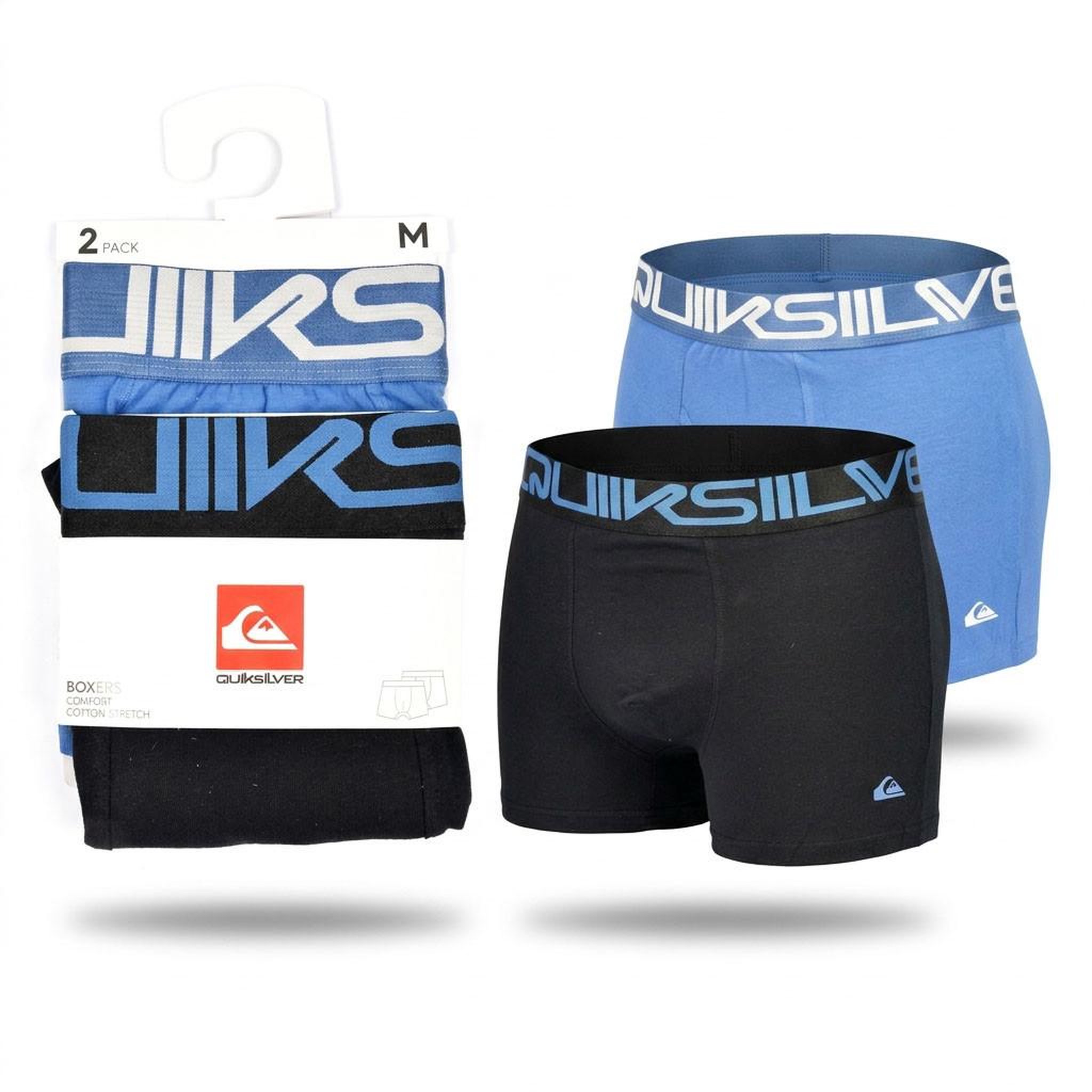 Voir la diapositive 4 : QUIKSILVER Quiksilver – Pack 2 Boxers Homme Confort Coton Stretch