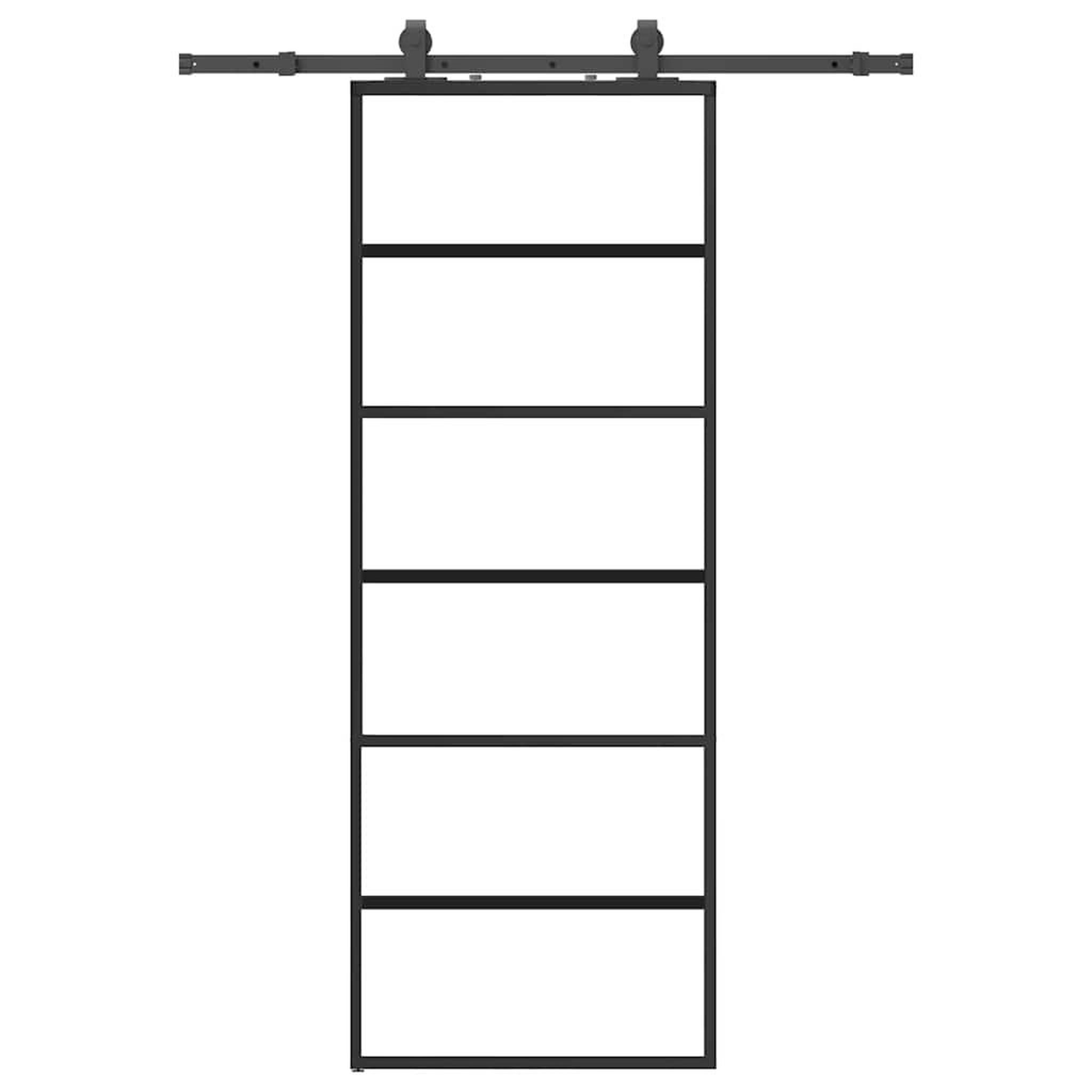 Voir la diapositive 2 : VIDAXL Porte coulissante kit de quincaillerie noir 76x205 cm verre ESG