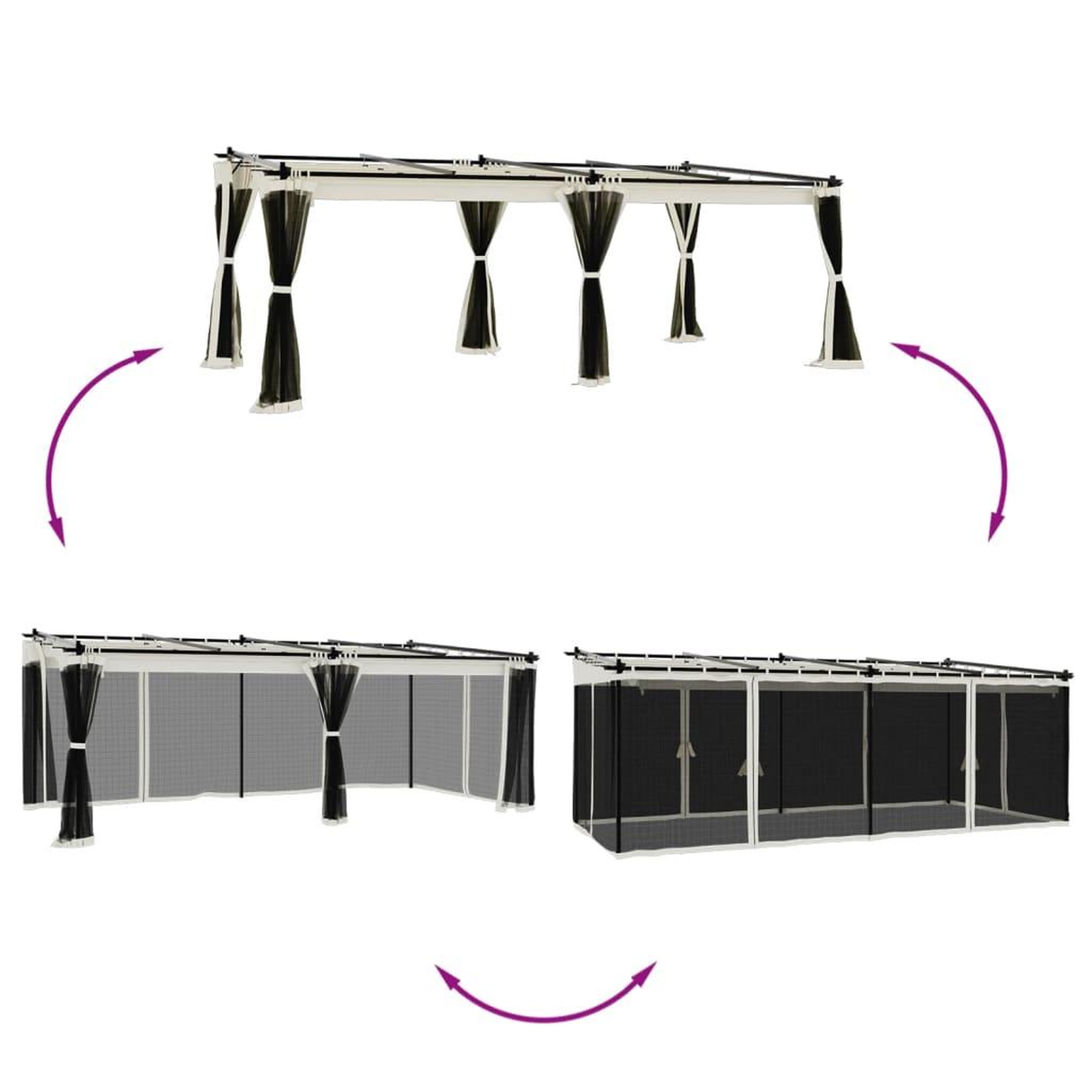 Voir la diapositive 3 : VIDAXL Tonnelle avec parois en filet creme 6x3 m acier