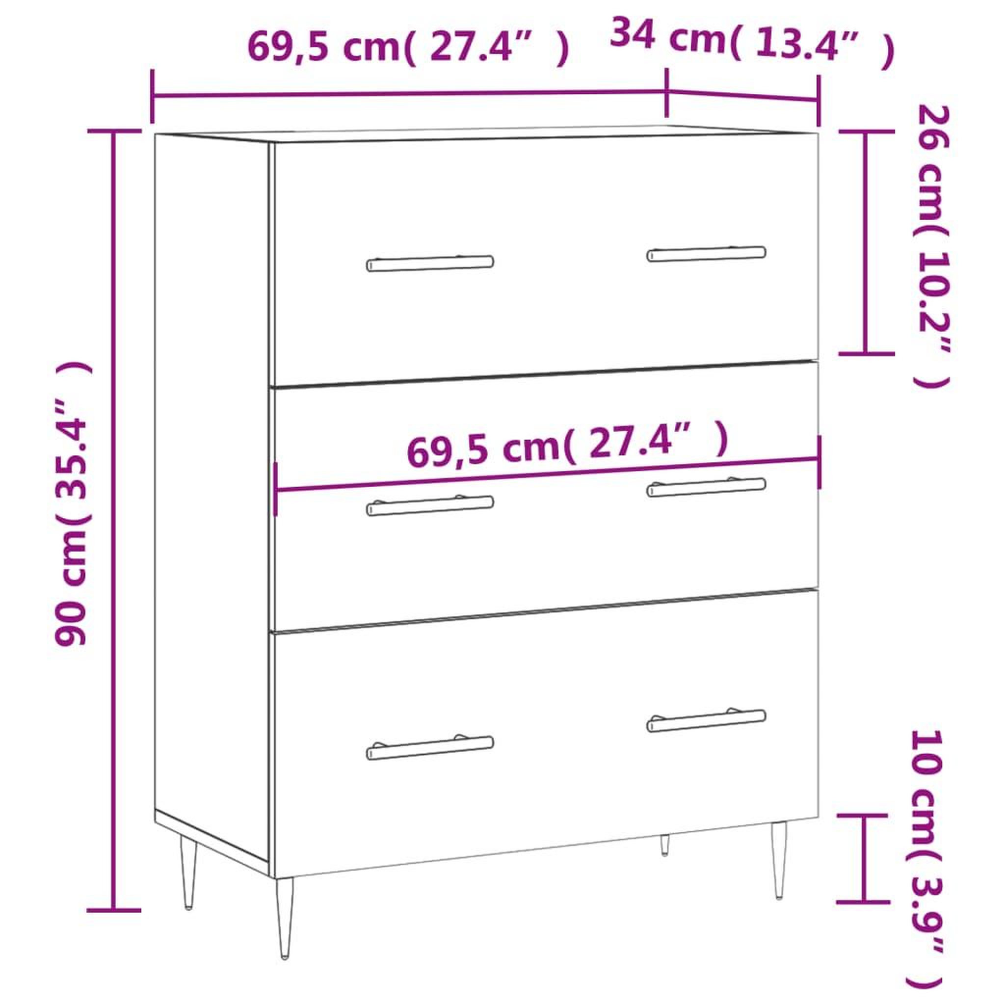Voir la diapositive 6 : VIDAXL Buffet gris beton 69,5x34x90 cm bois d'ingenierie