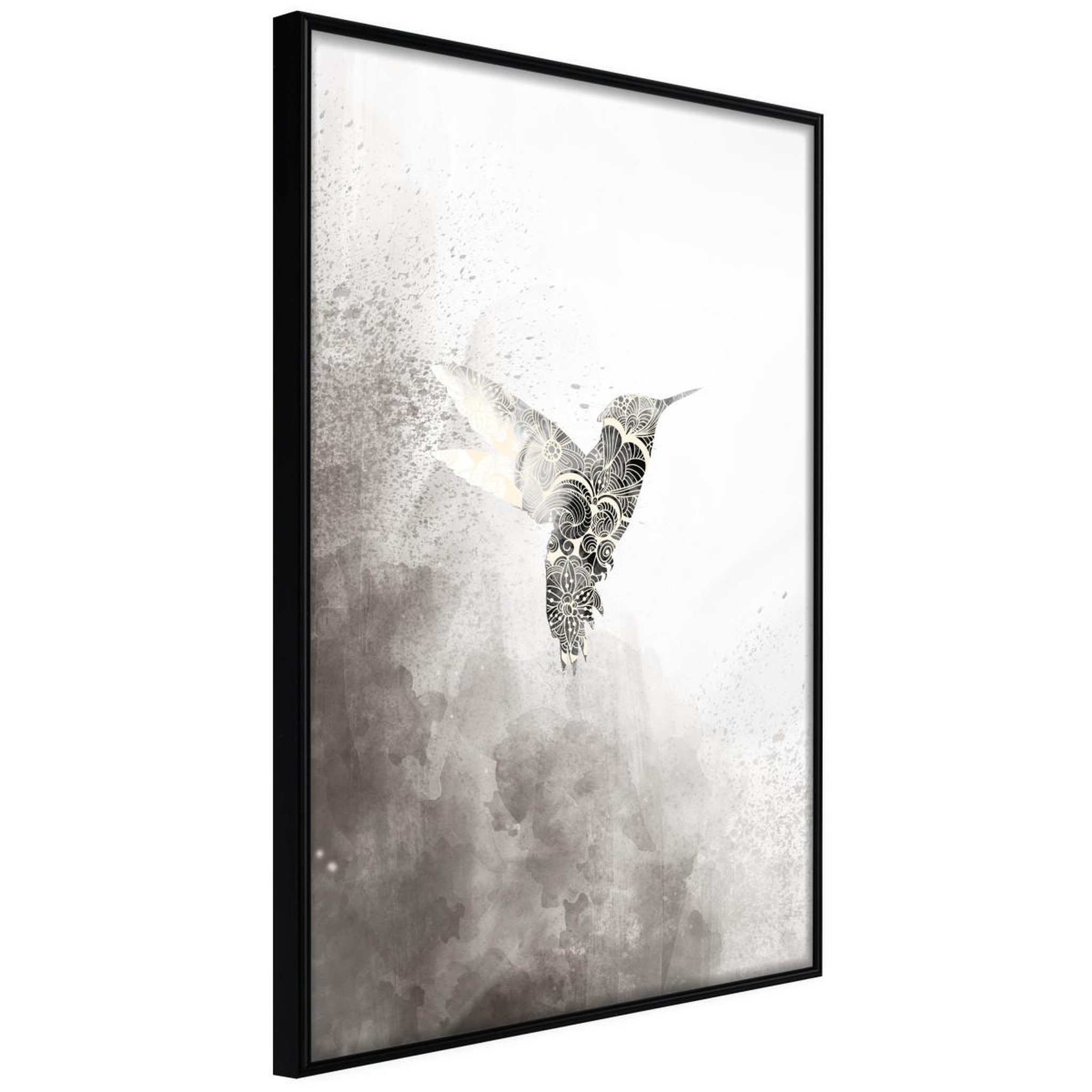 Paris Prix Affiche Murale Encadrée  Hummingbird in Shades of Grey