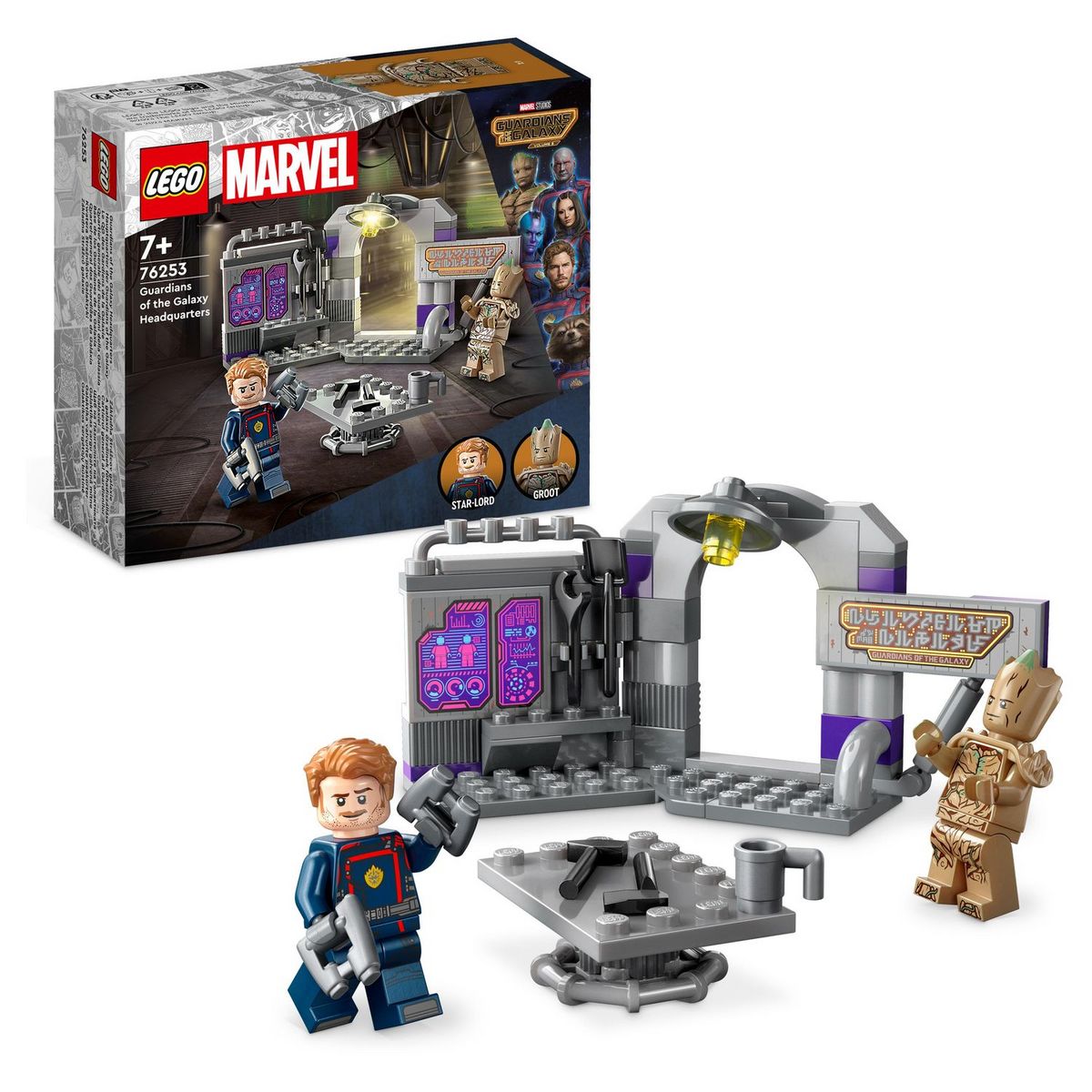 LEGO Marvel 76253 Le QG des Gardiens de la Galaxie Volume 3, Jeu avec Minifigurines Groot et Star-Lord, Jouet Super-Héros Enfants