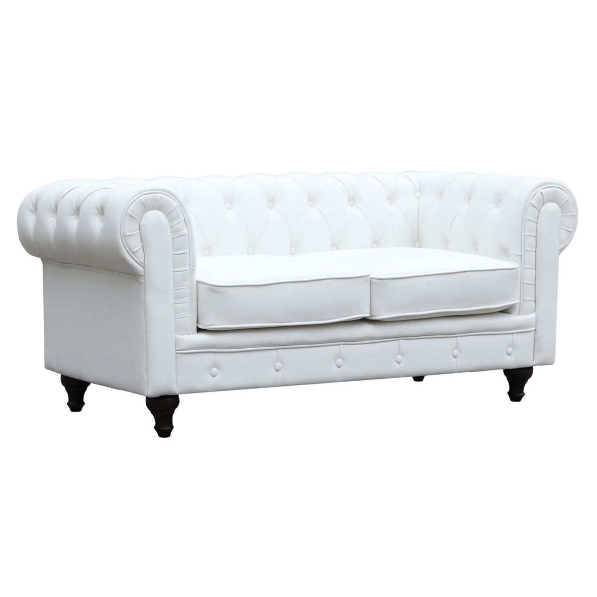 Habitat et Jardin Canapé fixe Chesterfield  Aliza  - 157 x 82 x 70 cm - 2 places - Blanc