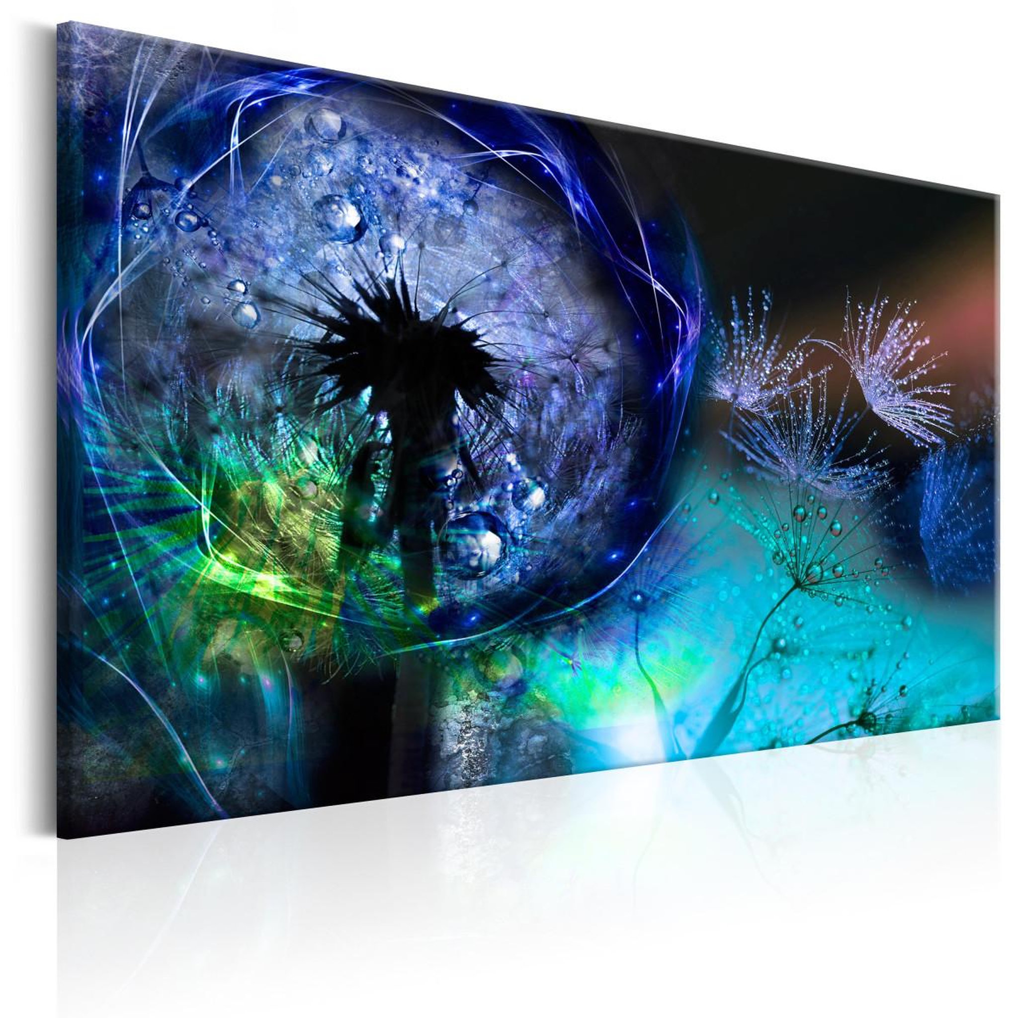 Paris Prix Tableau imprimé  dandelions : blue glow. Coloris disponibles : Multicolore