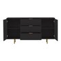 Voir la diapositive 2 : BEST MOBILIER Monica - buffet - noir - 3 tiroirs et 2 portes - 150 cm