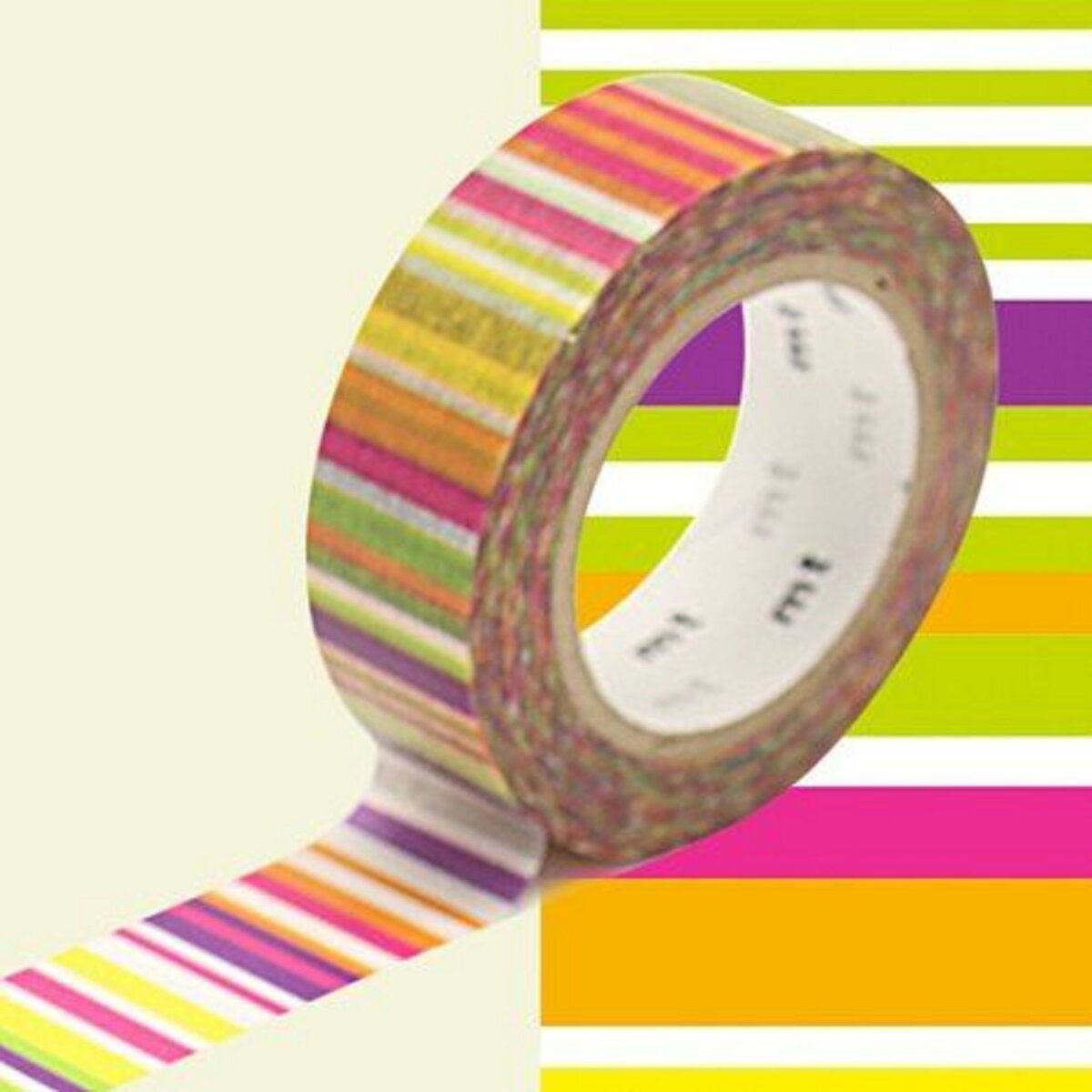 Masking Tape (MT) Masking tape multi lignes couleurs - 1,5 cm x 7 m