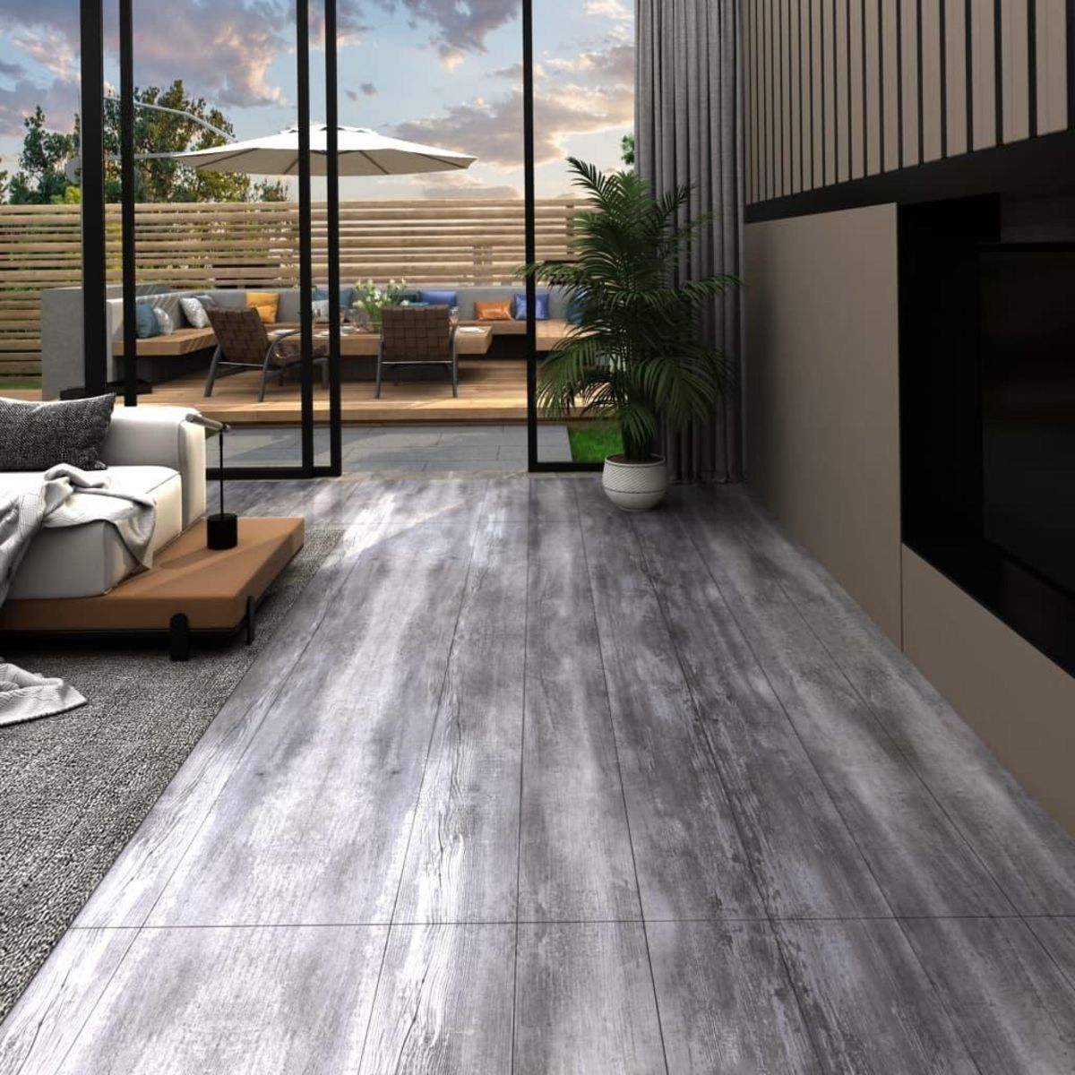 VIDAXL Dalles de plancher PVC autoadhesif 5,21 m² 2 mm gris bois mat
